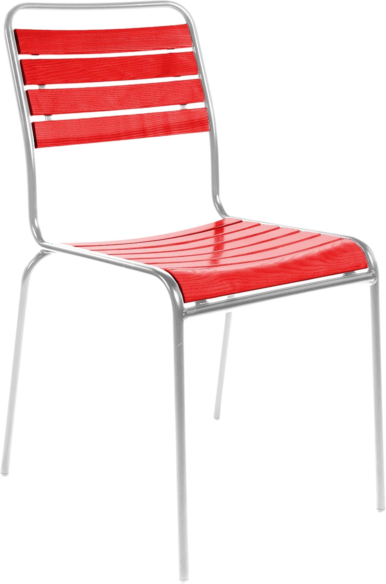 Rigi Holzlatten-Gartenstuhl ohne Armlehne in Rot / Feuerverzinkt präsentiert im Onlineshop von KAQTU Design AG. Gartenstuhl ist von Schaffner