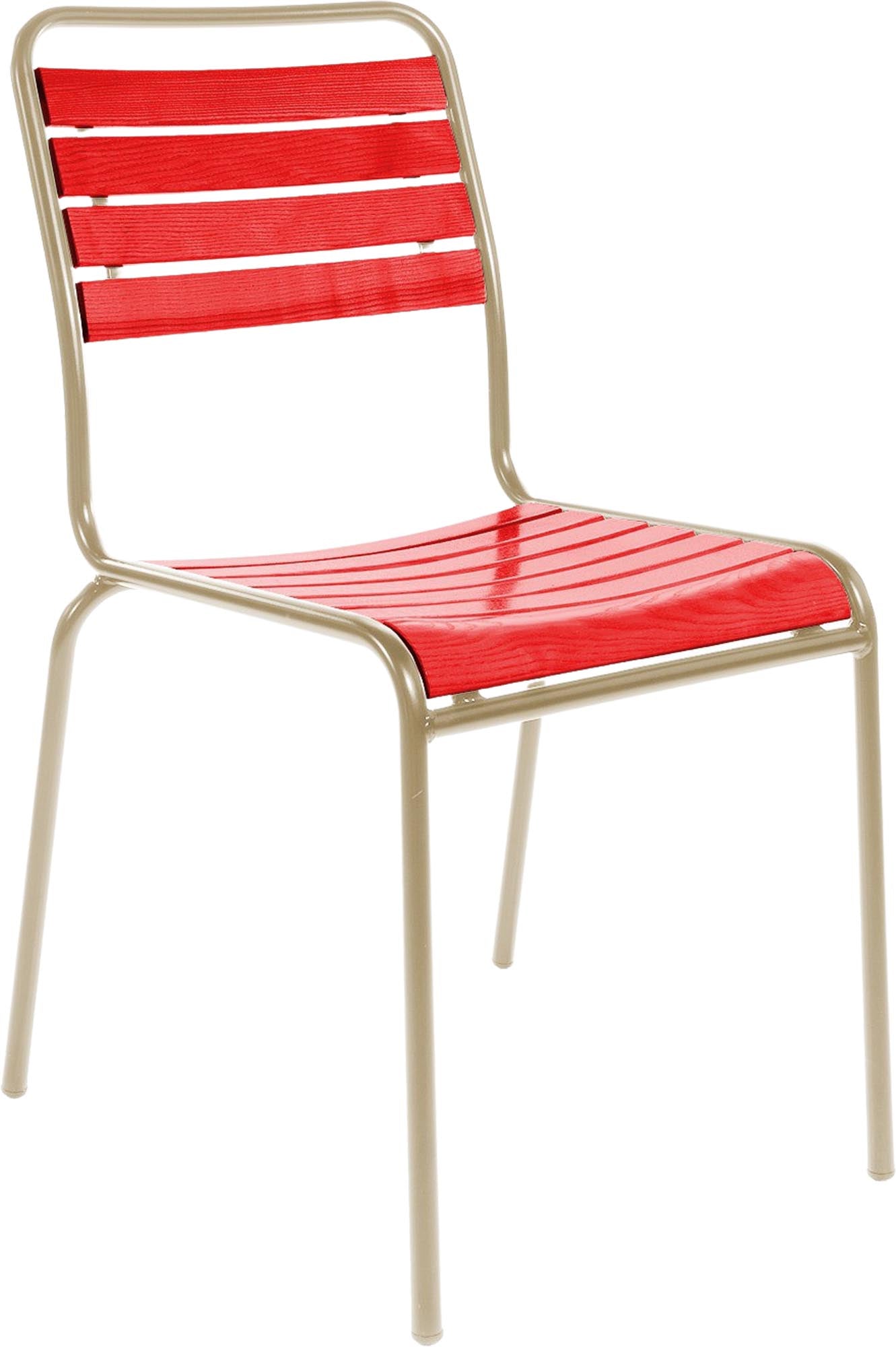 Rigi Holzlatten-Gartenstuhl ohne Armlehne in Rot präsentiert im Onlineshop von KAQTU Design AG. Gartenstuhl ist von Schaffner