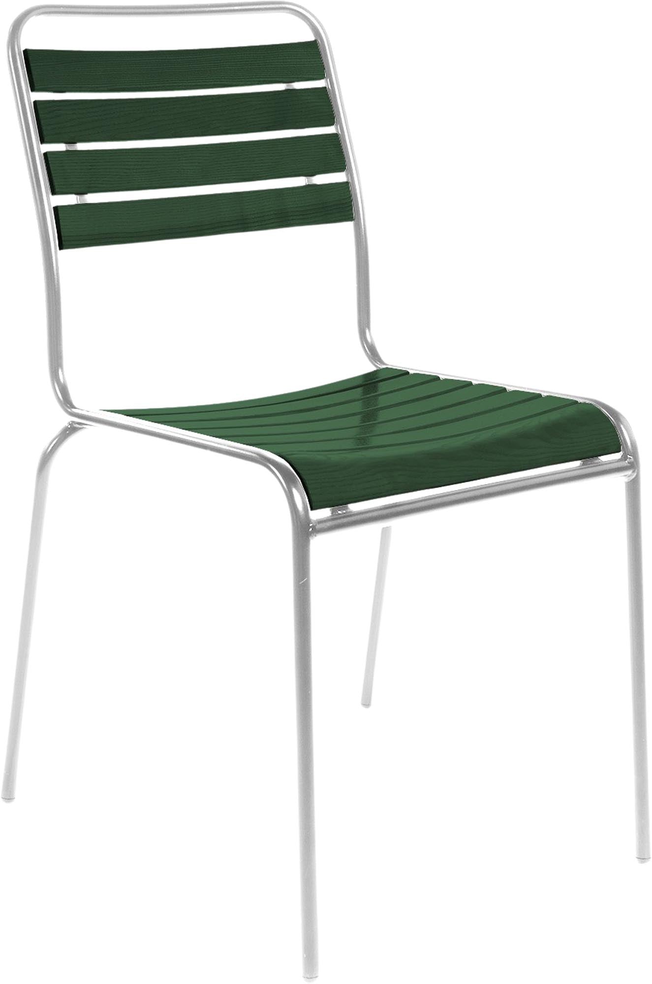 Rigi Holzlatten-Gartenstuhl ohne Armlehne in Tannengrün / Feuerverzinkt präsentiert im Onlineshop von KAQTU Design AG. Gartenstuhl ist von Schaffner