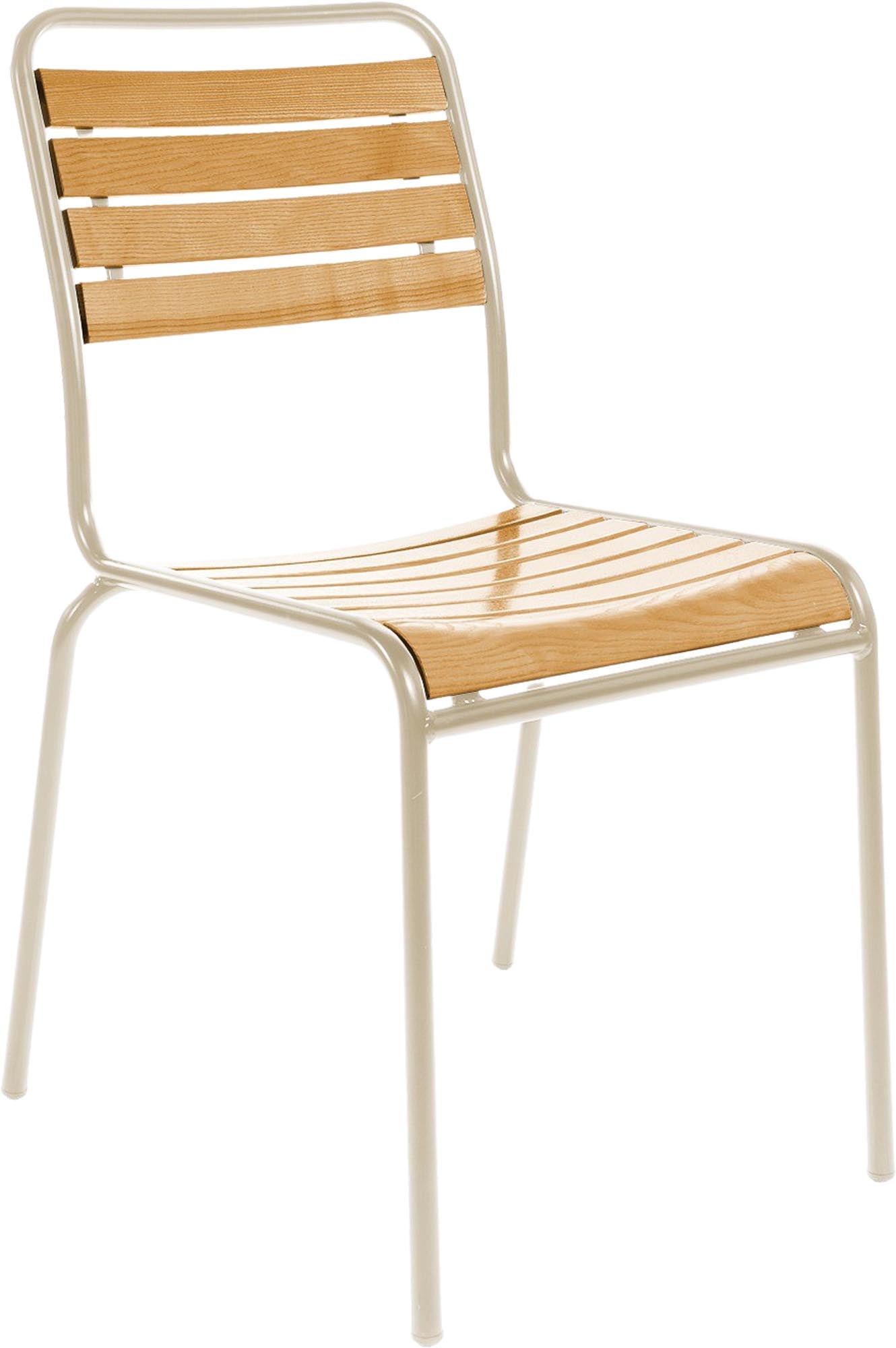 Rigi Holzlatten-Gartenstuhl ohne Armlehne in Natur geölt / Pastellsand präsentiert im Onlineshop von KAQTU Design AG. Gartenstuhl ist von Schaffner