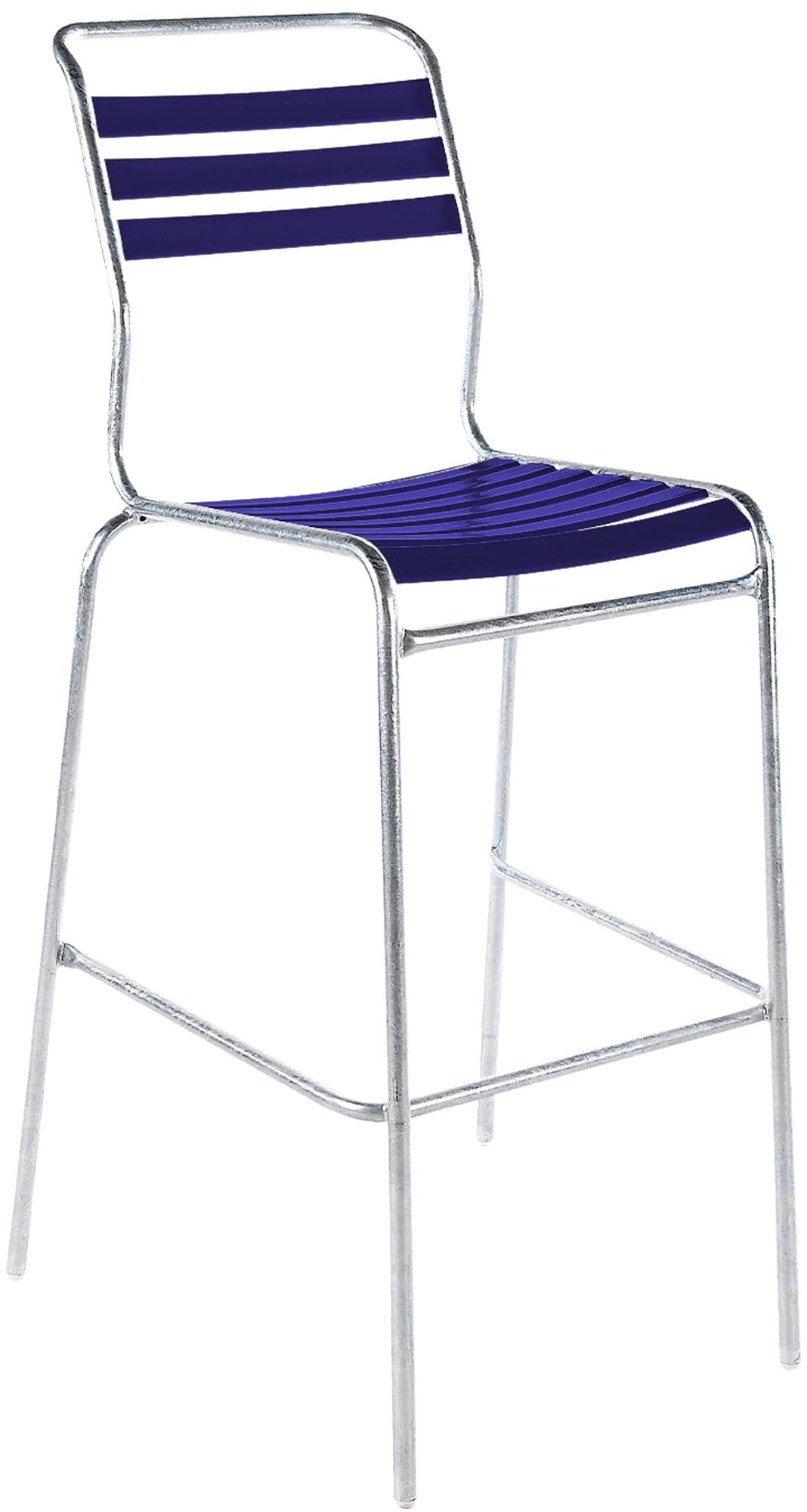Säntis Lättli-Barstuhl Outdoor ohne Armlehne in Blau präsentiert im Onlineshop von KAQTU Design AG. Outdoor-Barstuhl ist von Schaffner
