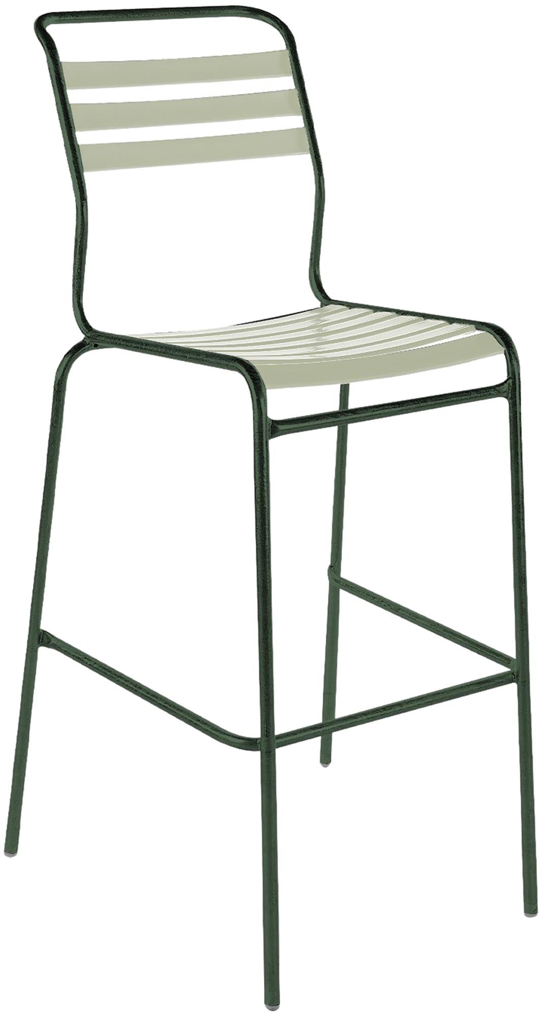 Säntis Lättli-Barstuhl Outdoor ohne Armlehne in Pastellgrün präsentiert im Onlineshop von KAQTU Design AG. Outdoor-Barstuhl ist von Schaffner