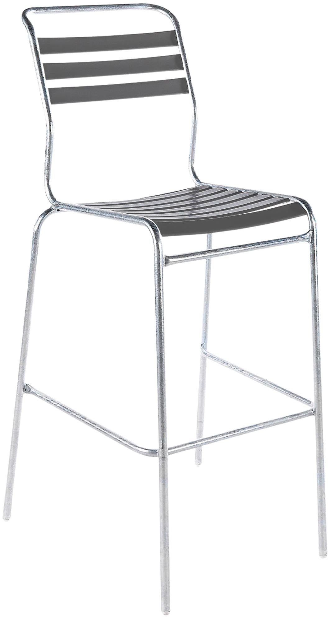 Säntis Lättli-Barstuhl Outdoor ohne Armlehne in Graphit präsentiert im Onlineshop von KAQTU Design AG. Outdoor-Barstuhl ist von Schaffner