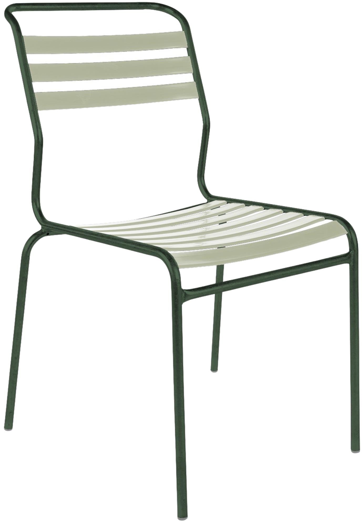 Säntis Lättli-Gartenstuhl ohne Armlehne aus wetterfestem, recyceltem Material, luftdurchlässigem Design und Schweizer Qualität – perfekt für stilvolle, langlebige Außenbereiche.