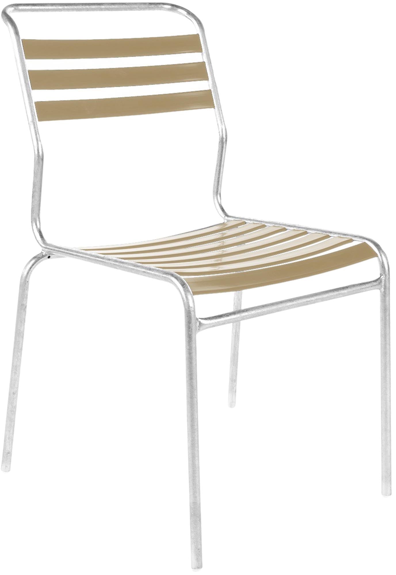 Eleganter, armlehnenloser Gartenstuhl aus wetterfestem, recyceltem Material. Schweizer Qualität, luftiges Design, langlebig & umweltfreundlich für Garten & Terrasse.