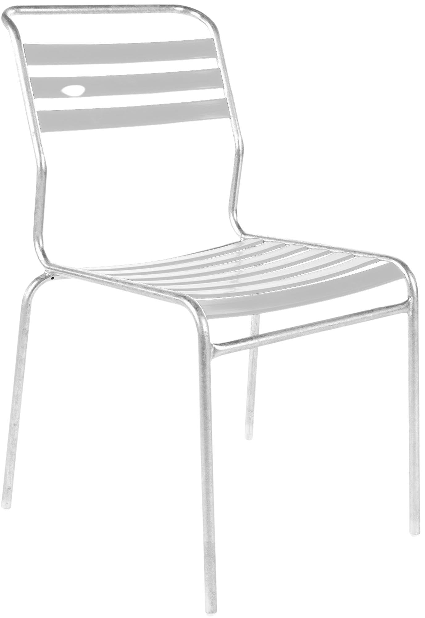 Eleganter, armlehnenloser Gartenstuhl aus wetterfestem, nachhaltigem Material mit luftdurchlässigem Design. Schweizer Handwerkskunst für langlebige Außenmöbel.