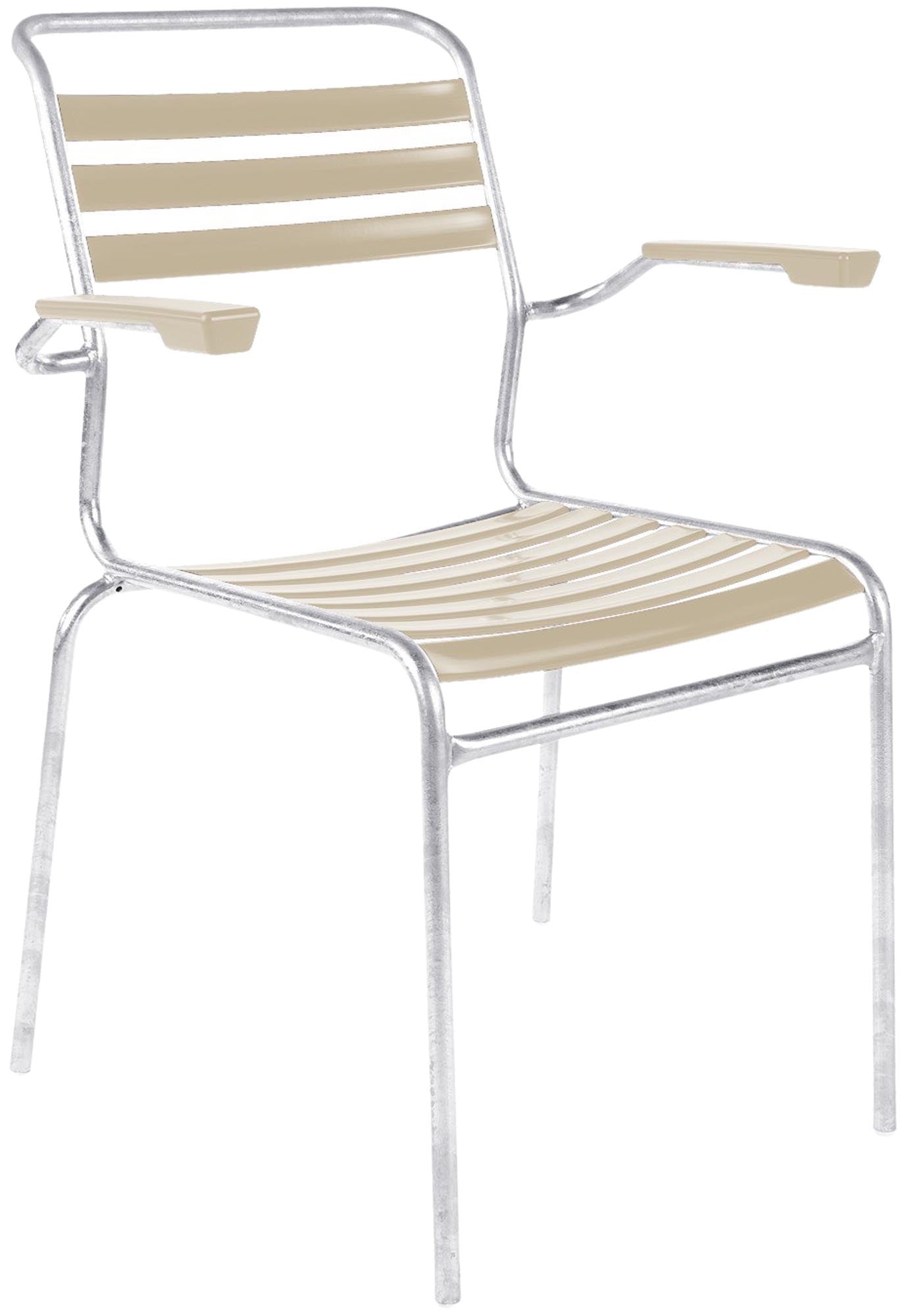 Säntis Stuhl von Schaffner: Stilvoller Gartenstuhl mit komfortablen Armlehnen für entspannte Stunden im Freien.