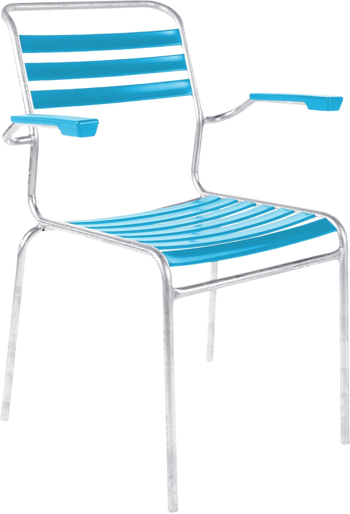 Säntis Lättli-Gartenstuhl mit Armlehne in Türkis präsentiert im Onlineshop von KAQTU Design AG. Gartenstuhl mit Armlehnen ist von Schaffner