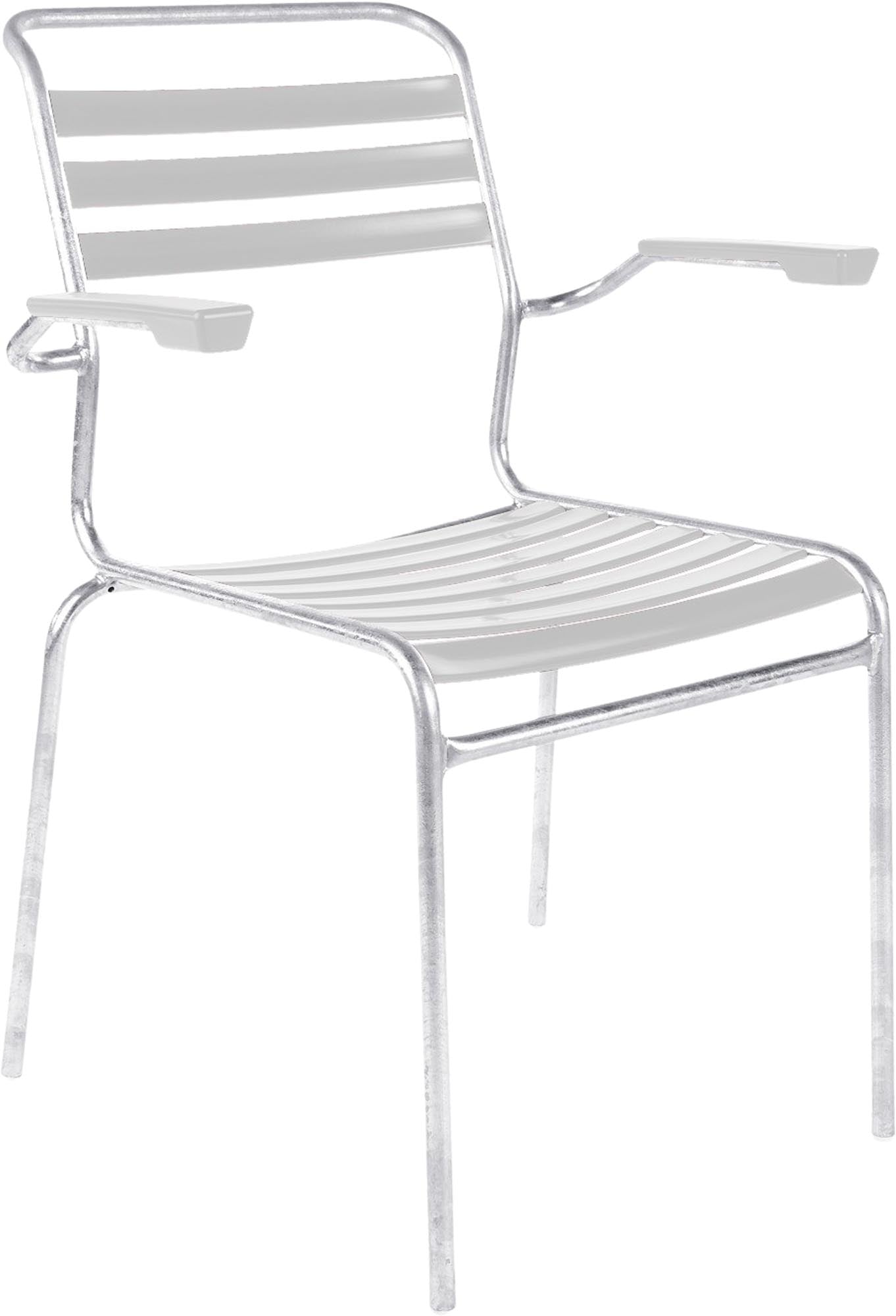 Säntis Lättli-Gartenstuhl mit Armlehne in Weiss präsentiert im Onlineshop von KAQTU Design AG. Gartenstuhl mit Armlehnen ist von Schaffner