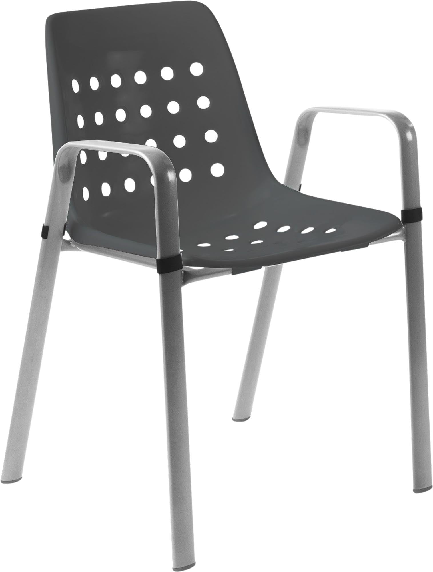 Bermuda Schalen-Gartenstuhl mit Armlehne rundoval in Anthrazit / Feuerverzinkt präsentiert im Onlineshop von KAQTU Design AG. Gartenstuhl mit Armlehnen ist von Schaffner