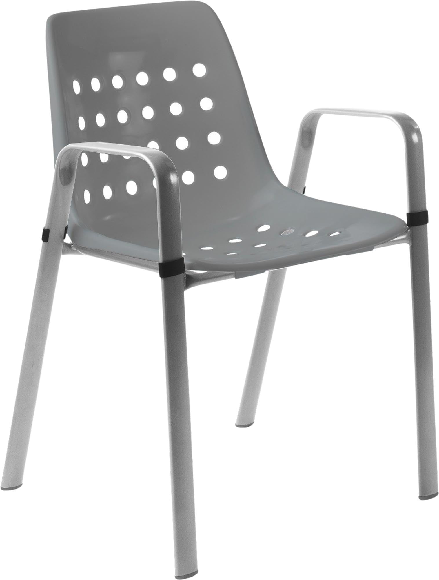 Bermuda Schalen-Gartenstuhl mit Armlehne rundoval in Alusilber / Feuerverzinkt präsentiert im Onlineshop von KAQTU Design AG. Gartenstuhl mit Armlehnen ist von Schaffner