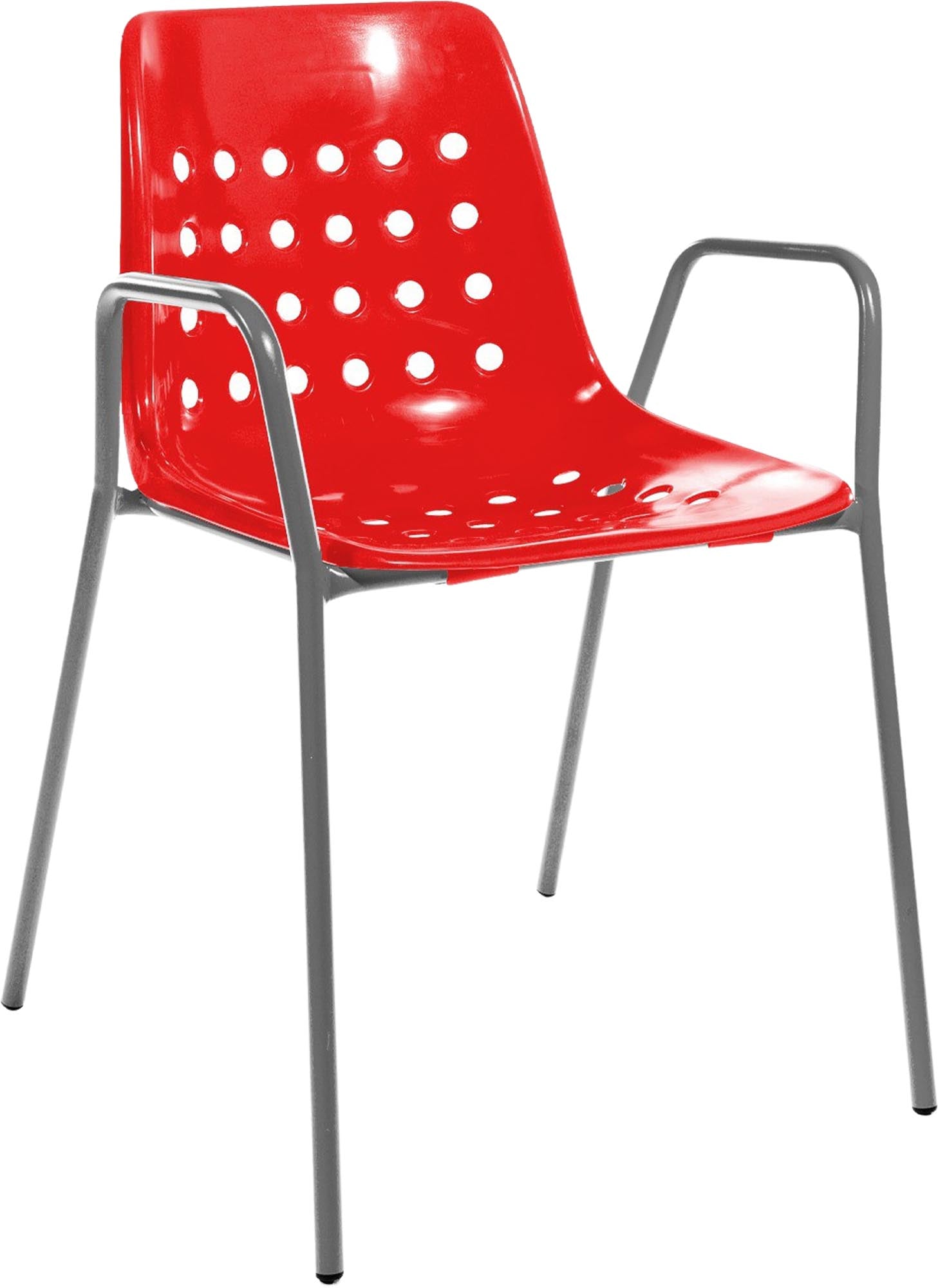 Bermuda Schalen-Gartenstuhl mit Armlehne rund in Rot / Feuerverzinkt präsentiert im Onlineshop von KAQTU Design AG. Gartenstuhl mit Armlehnen ist von Schaffner