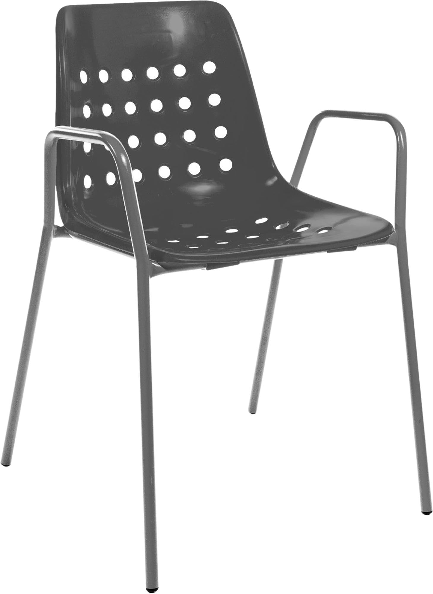 Bermuda Schalen-Gartenstuhl mit Armlehne rund in Anthrazit / Feuerverzinkt präsentiert im Onlineshop von KAQTU Design AG. Gartenstuhl mit Armlehnen ist von Schaffner