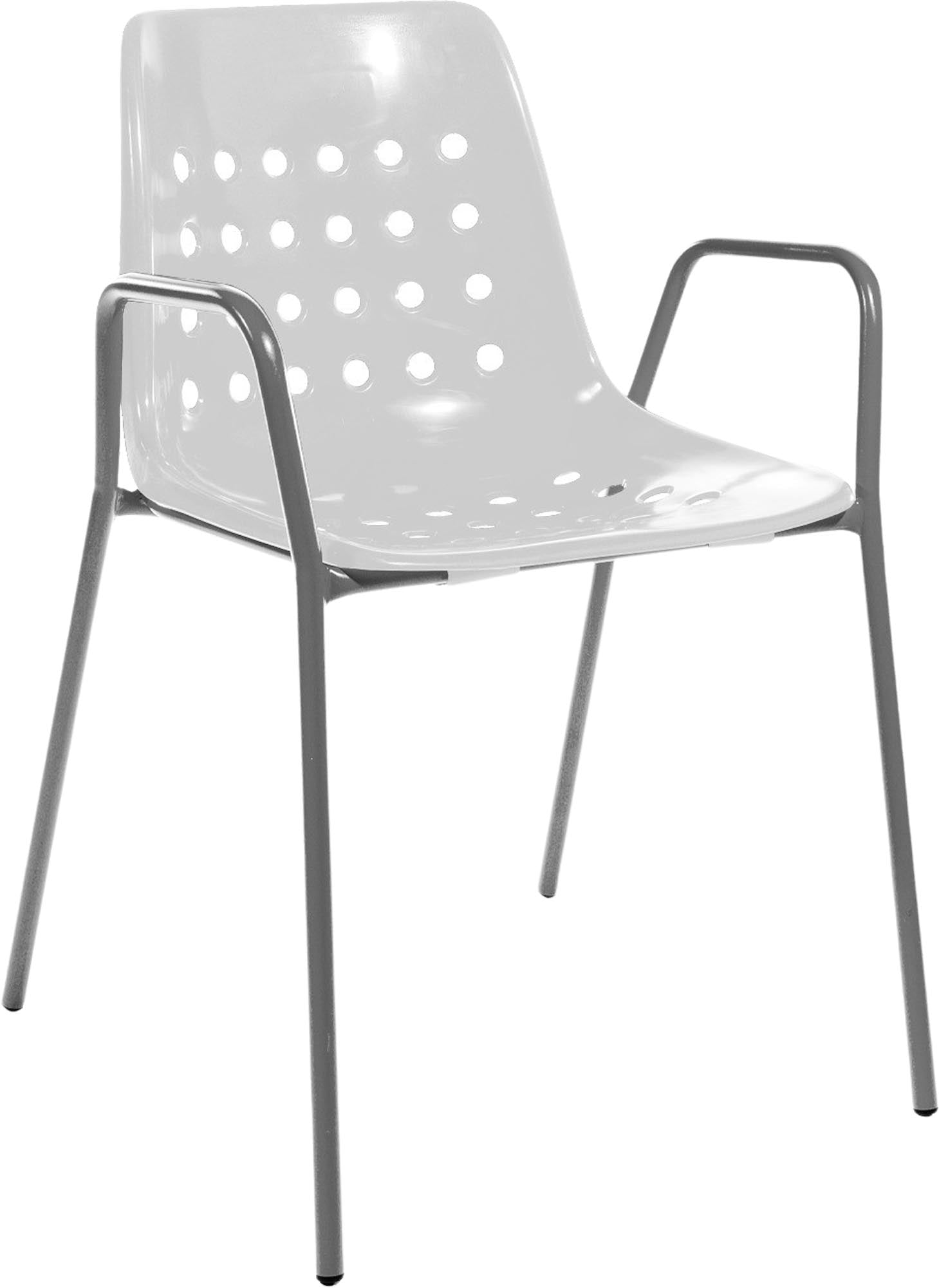 Bermuda Schalen-Gartenstuhl mit Armlehne rund in Weiss präsentiert im Onlineshop von KAQTU Design AG. Gartenstuhl mit Armlehnen ist von Schaffner