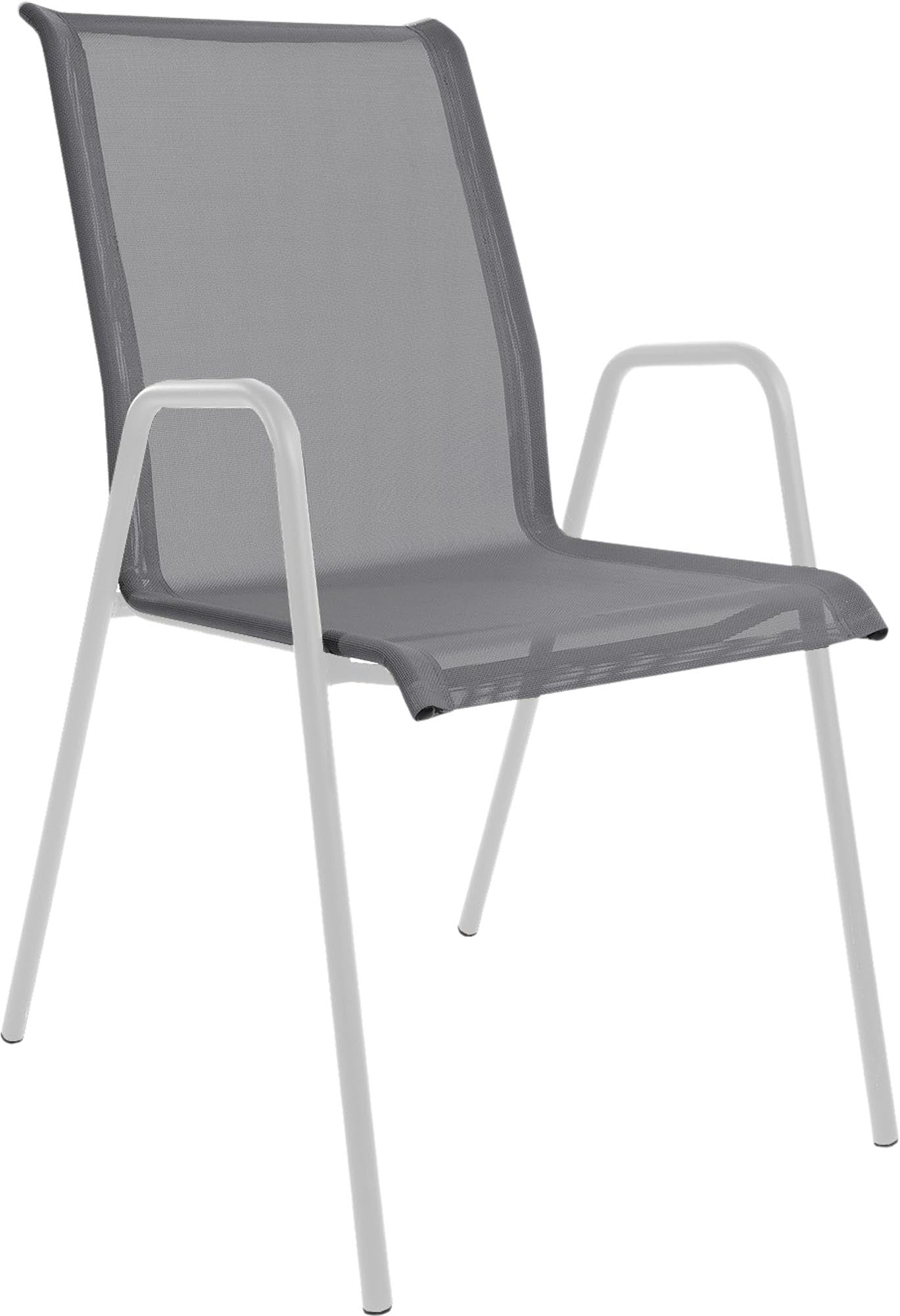 Locarno Textil-Gartenstuhl mit Armlehne in Grau präsentiert im Onlineshop von KAQTU Design AG. Gartenstuhl mit Armlehnen ist von Schaffner