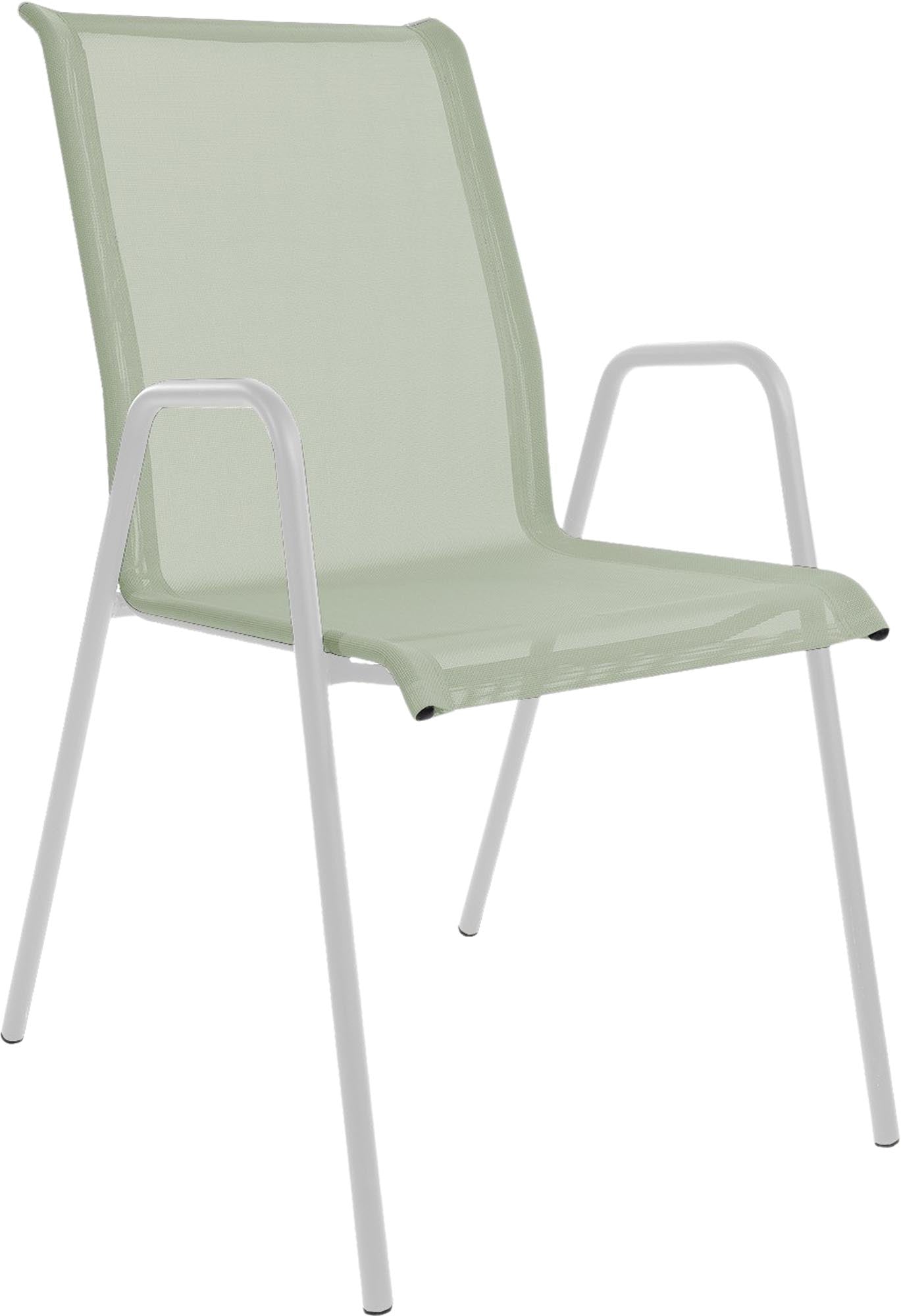 Locarno Textil-Gartenstuhl mit Armlehne in Cremegrün präsentiert im Onlineshop von KAQTU Design AG. Gartenstuhl mit Armlehnen ist von Schaffner