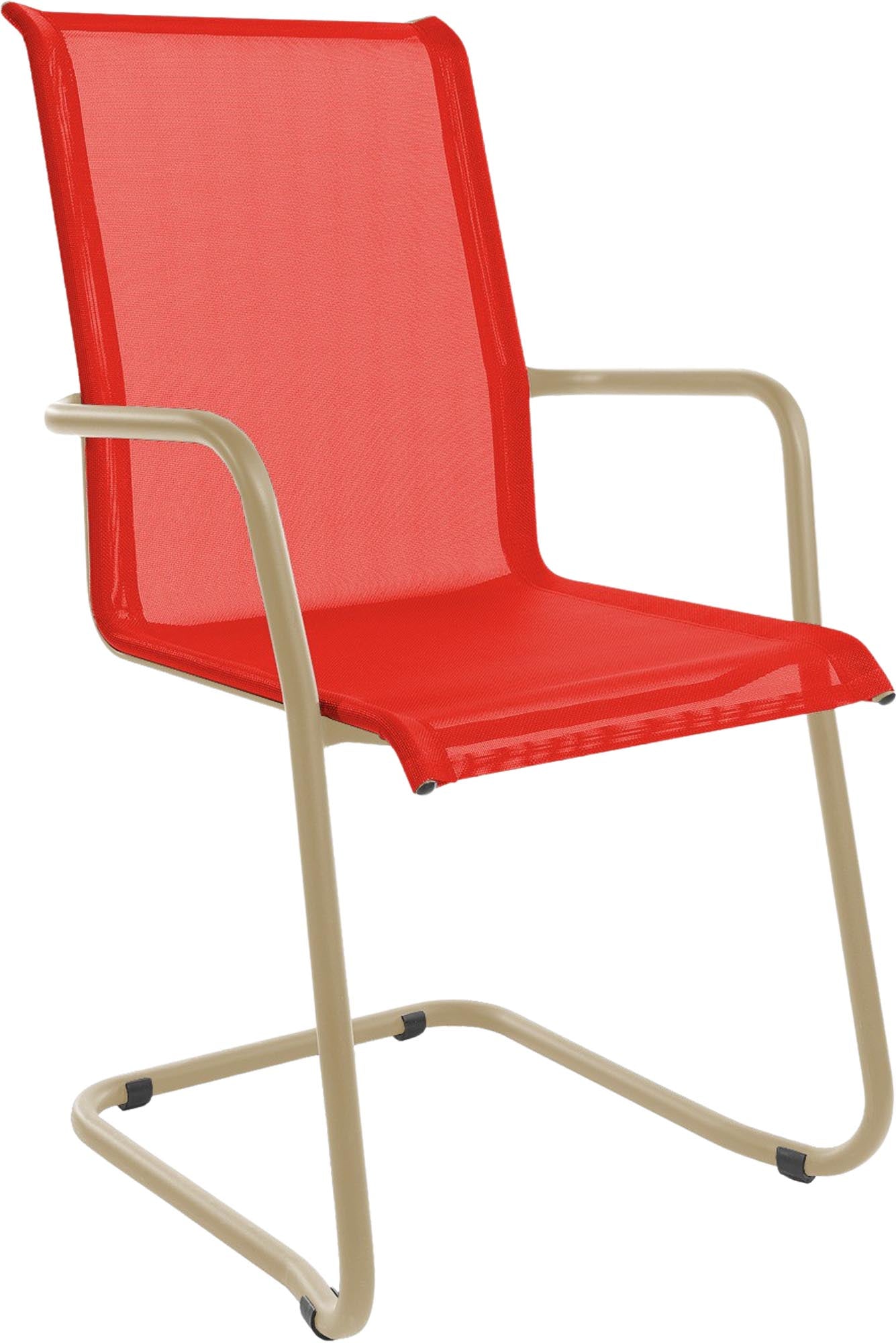 Locarno Textil-Gartenstuhl mit Armlehne Freischwinger in Rot präsentiert im Onlineshop von KAQTU Design AG. Gartenstuhl mit Armlehnen ist von Schaffner
