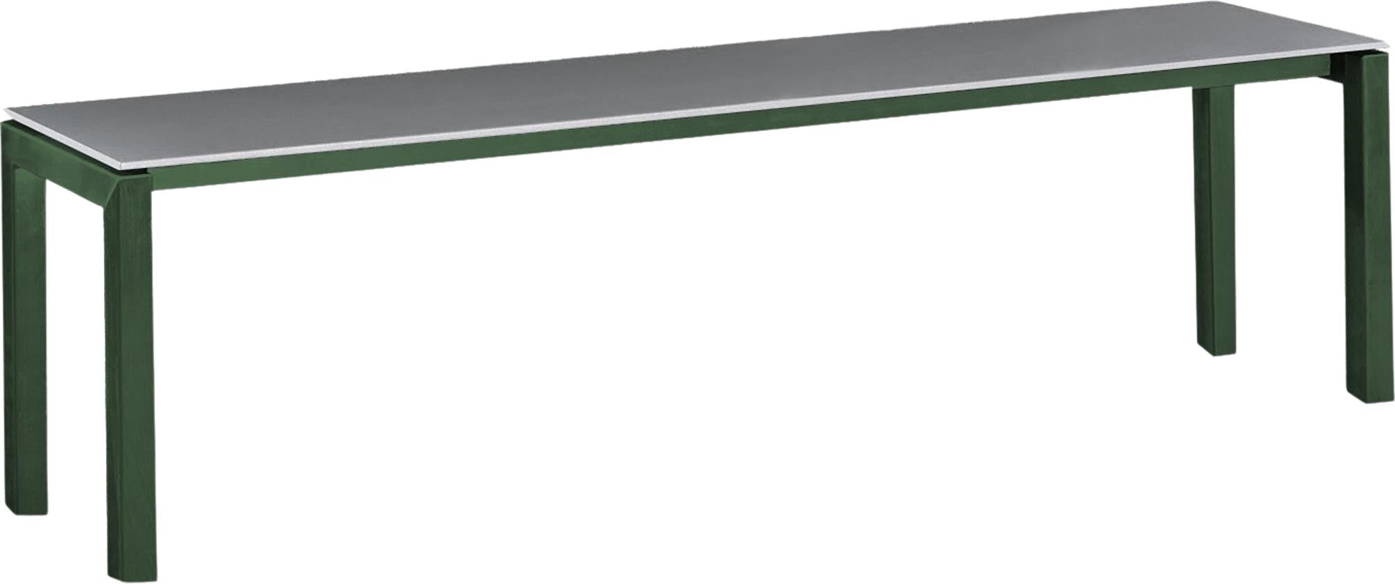 Luzern Glasfaser-Gartenbank Decor 160x32 in Alusilber / Tannengrün präsentiert im Onlineshop von KAQTU Design AG. Gartenbank ist von Schaffner