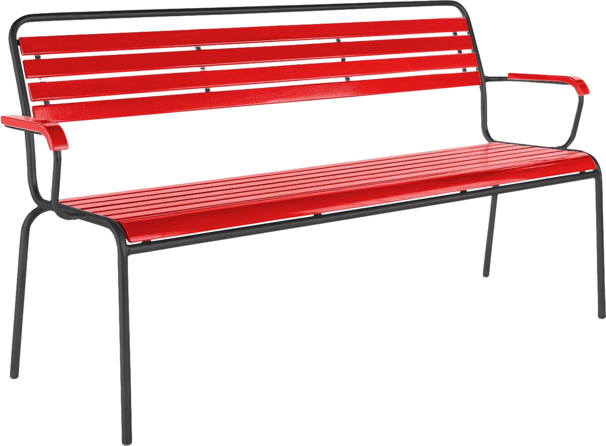 Stilvolle Rigi Holzbank mit Armlehnen, handgefertigt von Schaffner.