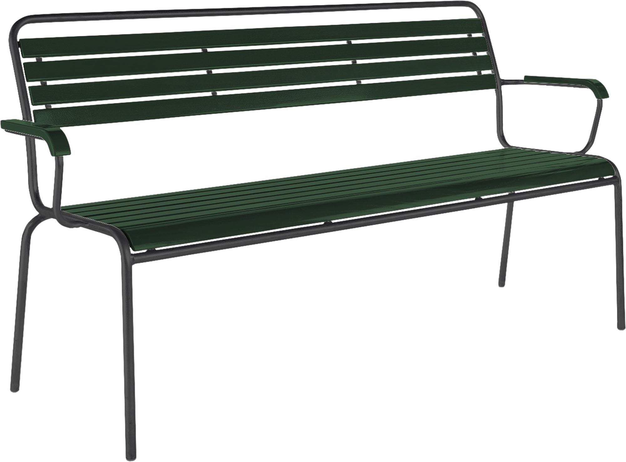 Hochwertige Rigi 3er-Gartenbank mit Armlehne aus Schweizer Eschenholz, langlebig, wetterfest und stilvoll – ideal für Garten, Terrasse oder Balkon.