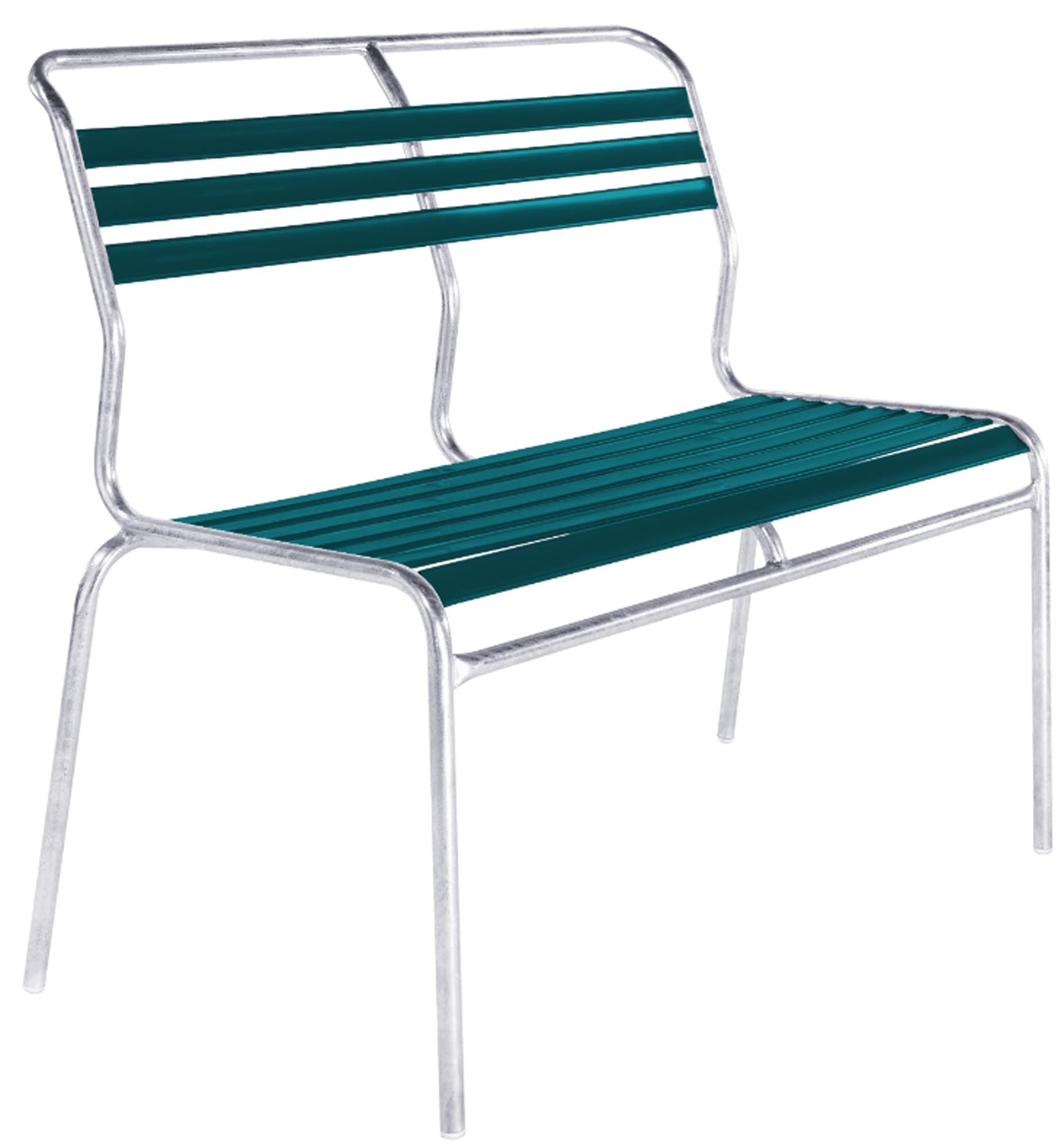 Säntis Lättli-2er Gartenbank ohne Armlehne in Kaliblau präsentiert im Onlineshop von KAQTU Design AG. Gartenbank ist von Schaffner