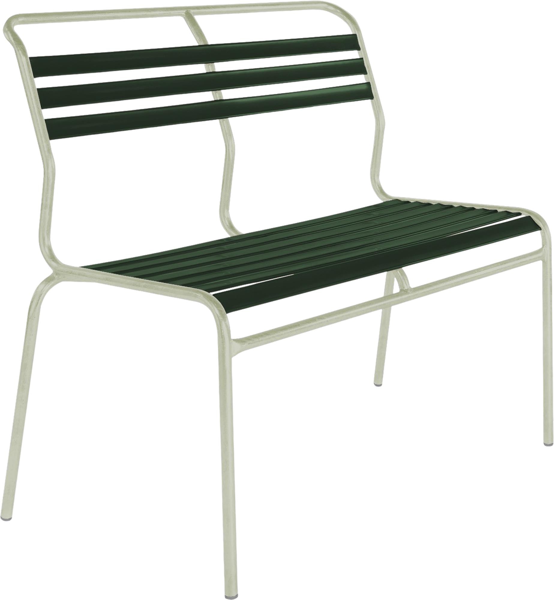 Säntis Lättli-2er Gartenbank ohne Armlehne in Tannengrün präsentiert im Onlineshop von KAQTU Design AG. Gartenbank ist von Schaffner