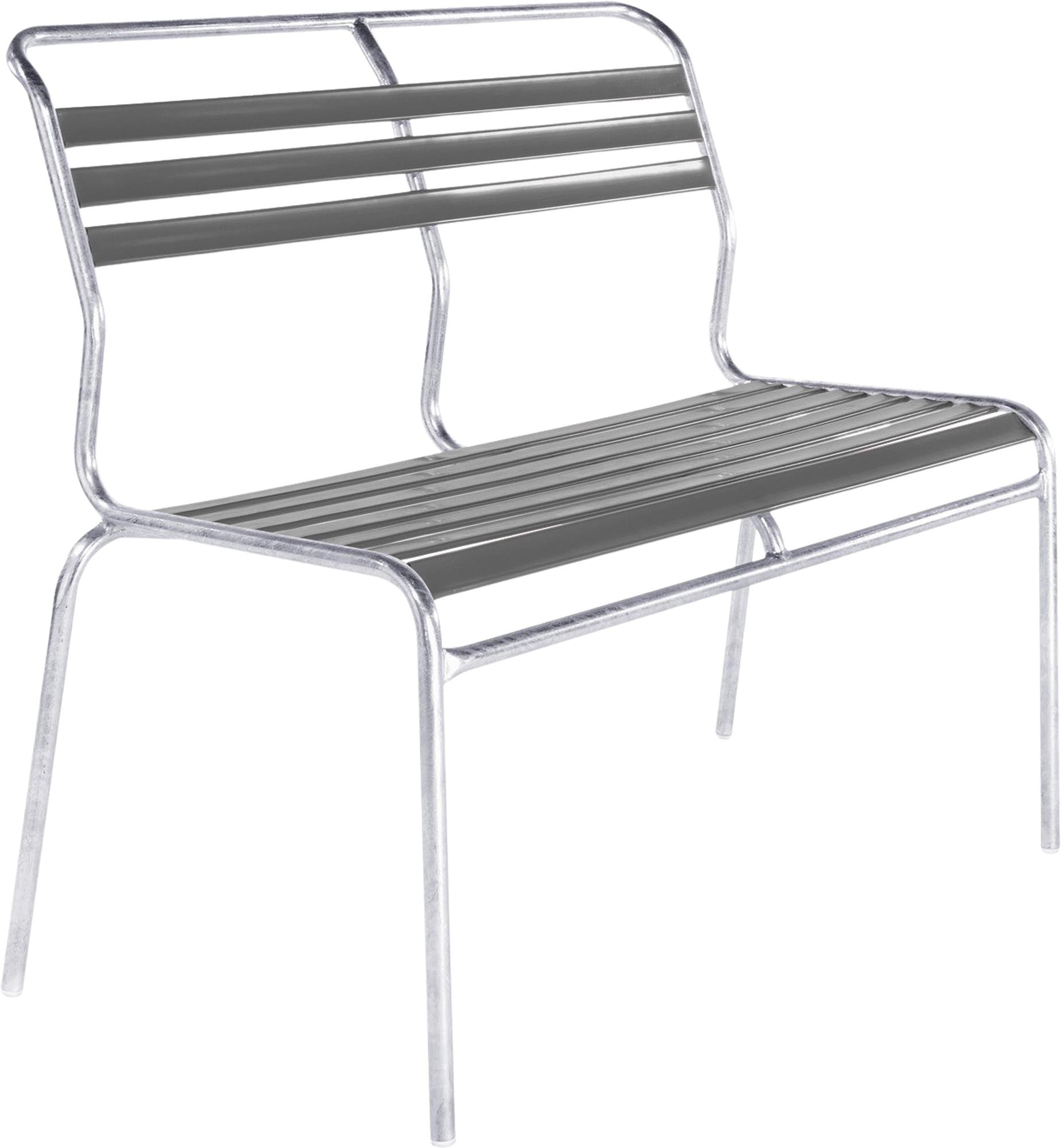 Hochwertige Säntis Lättli-2er Gartenbank ohne Armlehne aus wetterfestem Stahl und Textil, perfekt für stilvolle und langlebige Außenmöbel.
