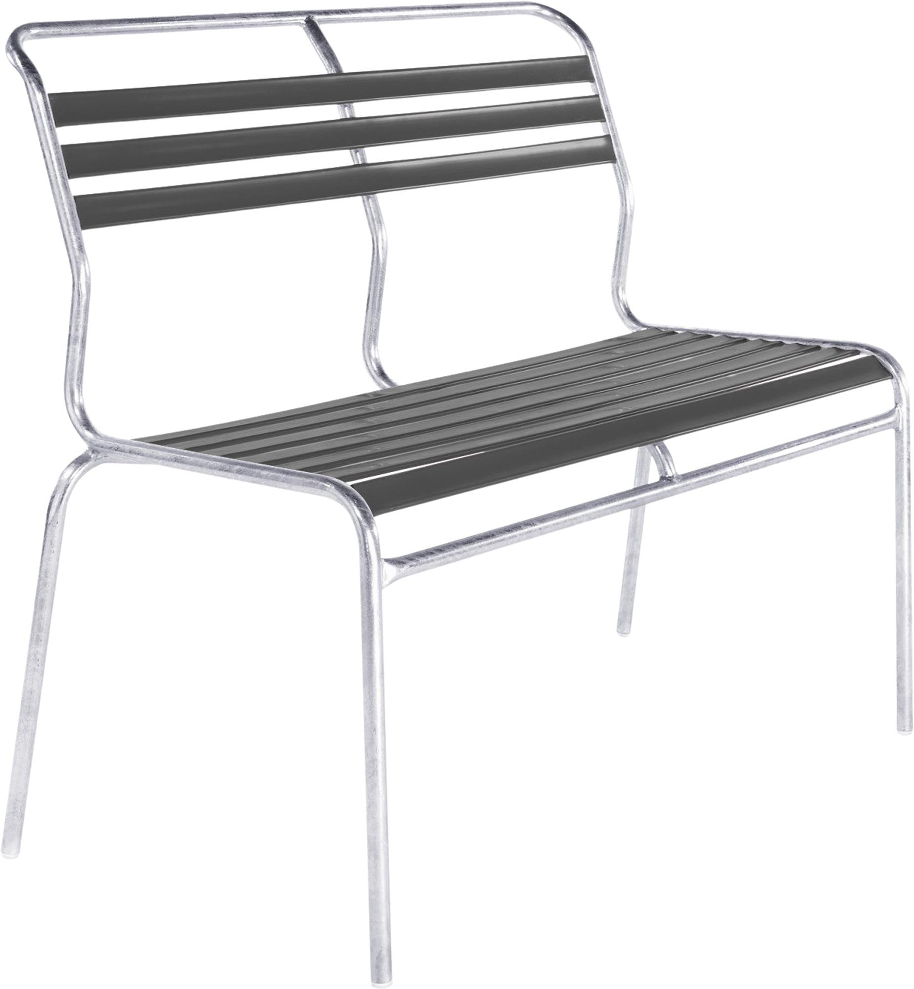 Säntis Lättli-2er Gartenbank ohne Armlehne in Anthrazit präsentiert im Onlineshop von KAQTU Design AG. Gartenbank ist von Schaffner
