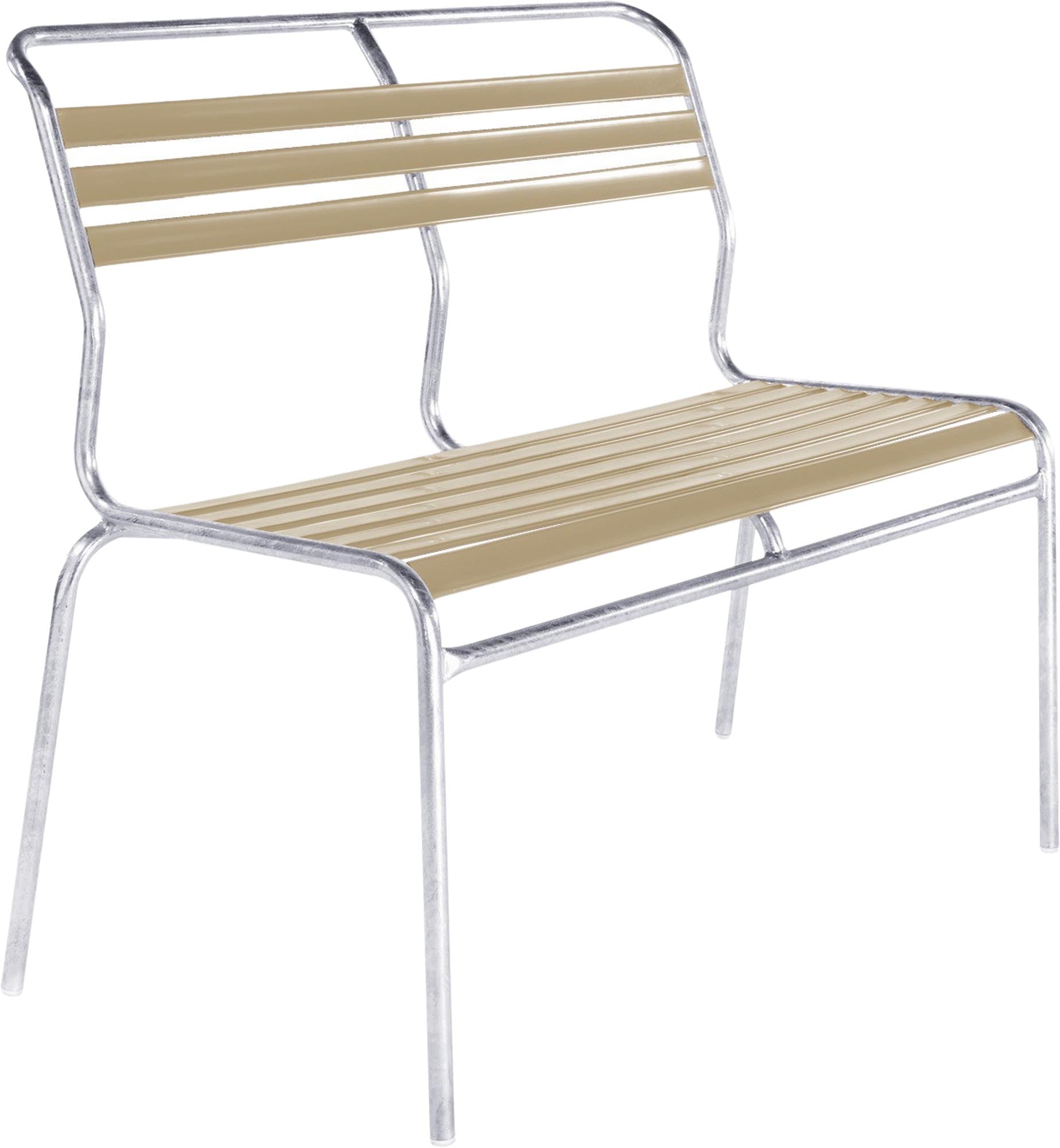 Säntis Lättli-2er Gartenbank ohne Armlehne in Pastellbraun präsentiert im Onlineshop von KAQTU Design AG. Gartenbank ist von Schaffner