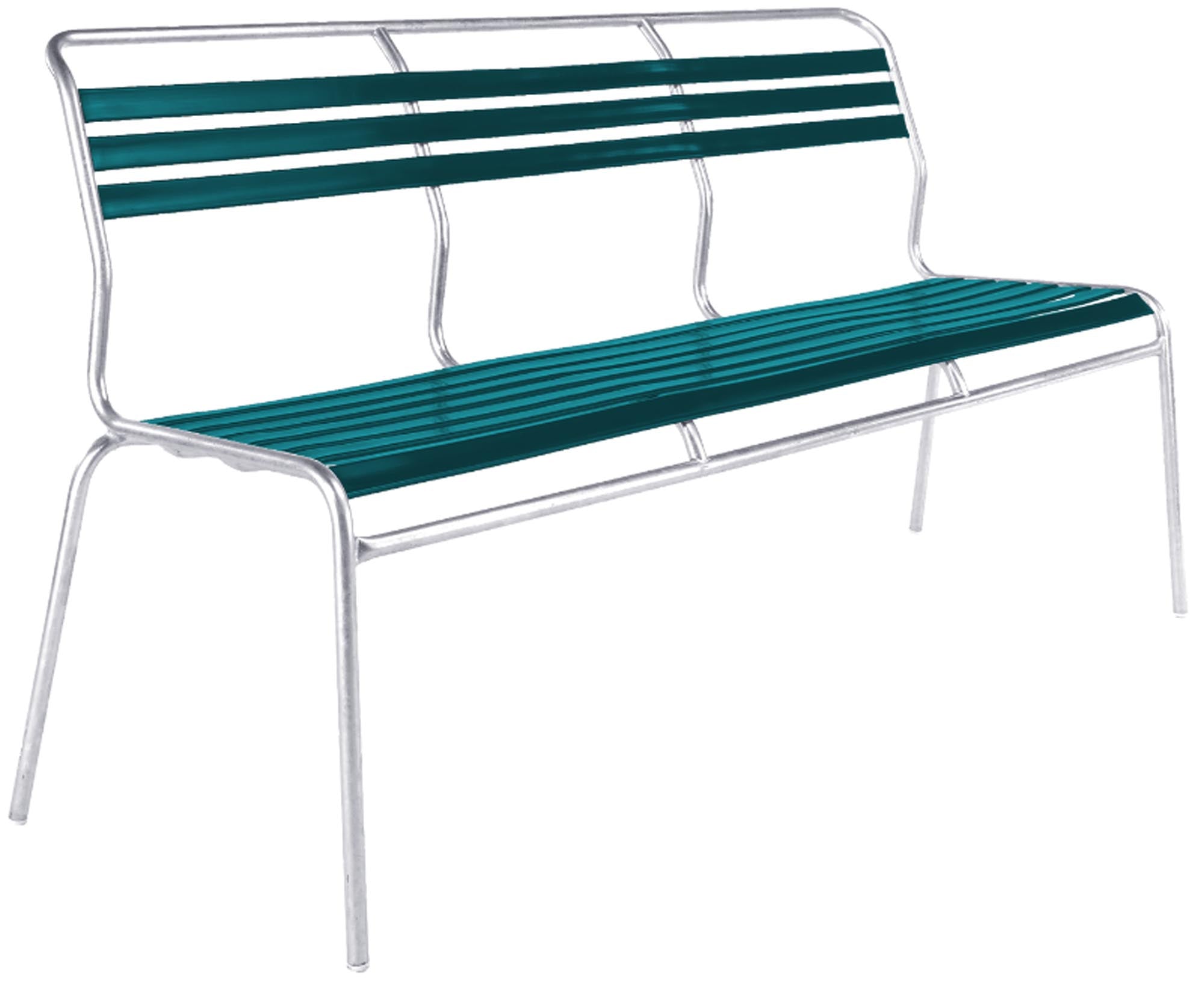 Säntis Lättli-3er Gartenbank ohne Armlehne in Kaliblau präsentiert im Onlineshop von KAQTU Design AG. Gartenbank ist von Schaffner