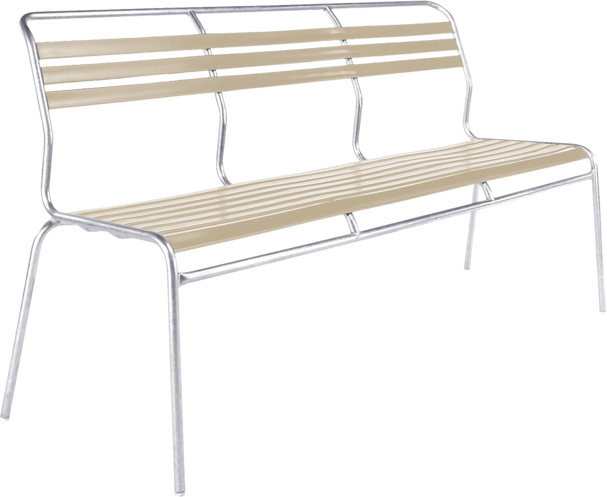 Säntis Lättli-3er Gartenbank ohne Armlehne in Pastellsand präsentiert im Onlineshop von KAQTU Design AG. Gartenbank ist von Schaffner