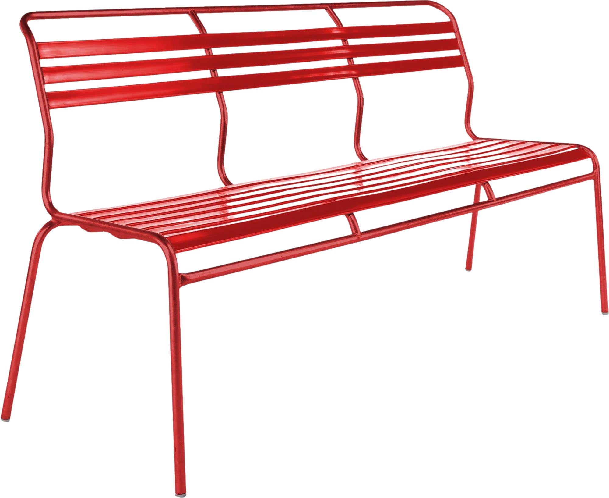 Elegante, wetterfeste Säntis Lättli-3er Gartenbank ohne Armlehnen aus robustem Metall und recyceltem OceanYarn®. Ideal für Garten, Terrasse und öffentliche Räume.