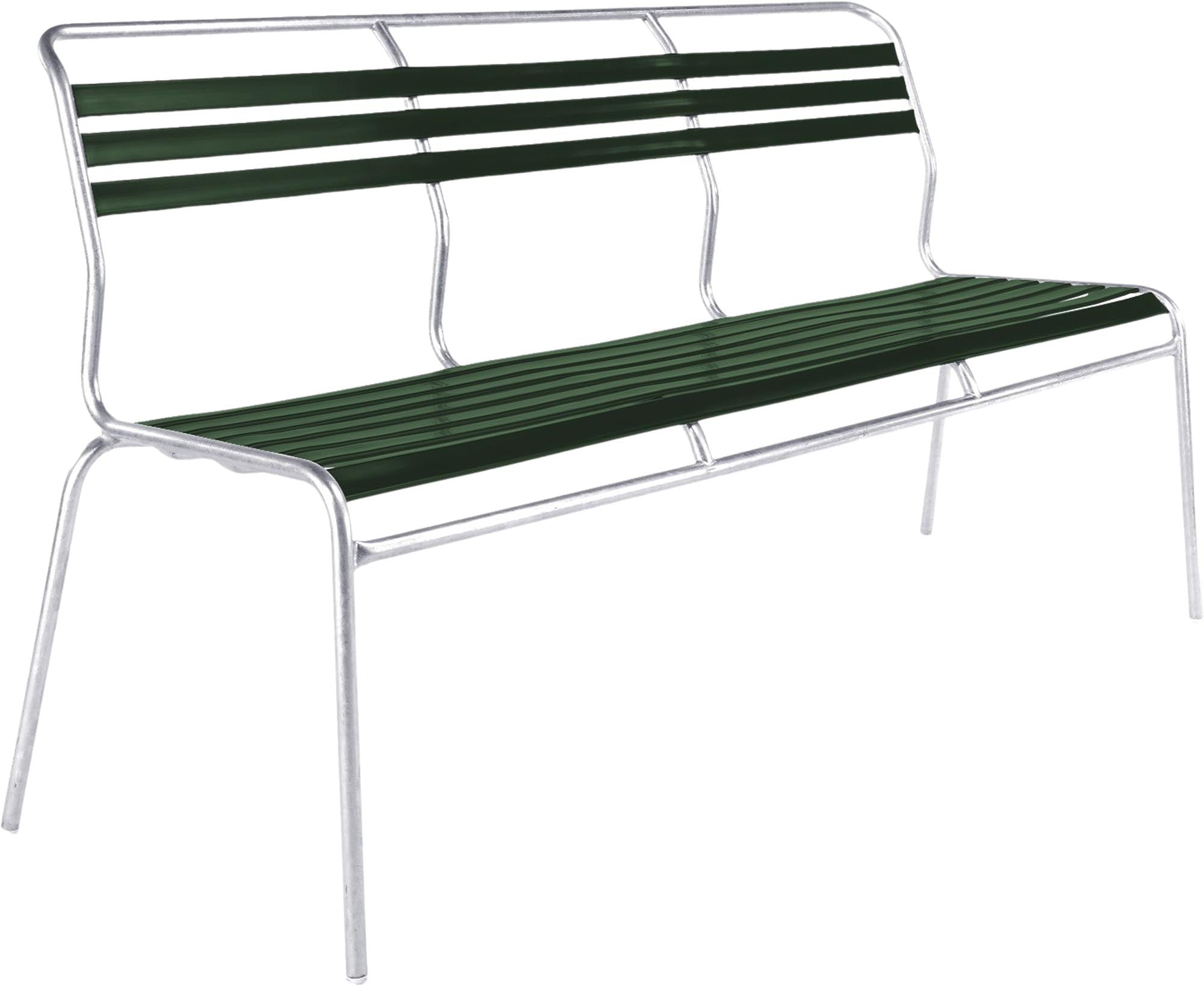 Säntis Lättli-3er Gartenbank ohne Armlehne in Tannengrün präsentiert im Onlineshop von KAQTU Design AG. Gartenbank ist von Schaffner