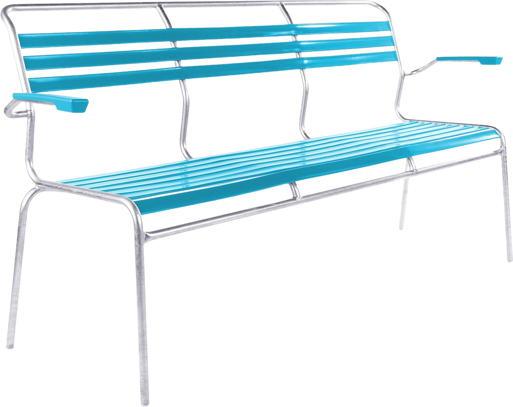 Säntis Lättli-3er Gartenbank mit Armlehne in Türkis präsentiert im Onlineshop von KAQTU Design AG. Gartenbank ist von Schaffner