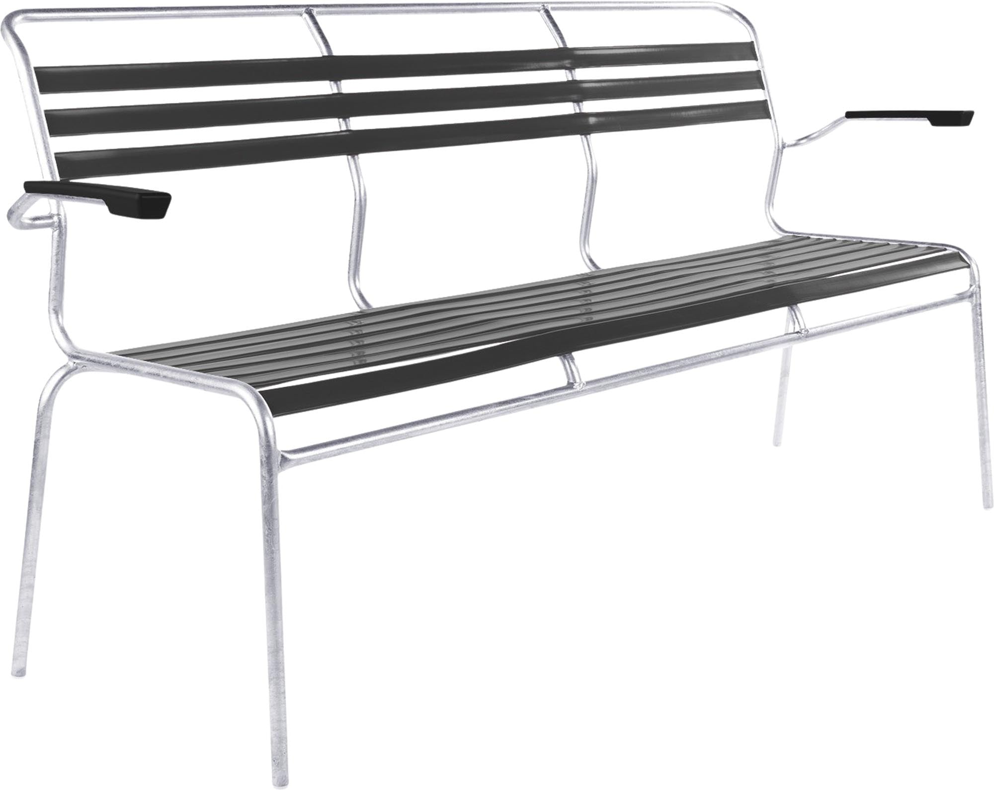 Säntis Lättli-3er Gartenbank mit Armlehne in Anthrazit präsentiert im Onlineshop von KAQTU Design AG. Gartenbank ist von Schaffner