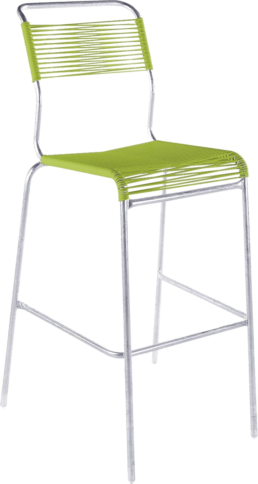 Moderner Outdoor-Barstuhl Säntis Spaghetti von Schaffner, ohne Armlehnen, ideal für stilvolle Gartenmöbel und gesellige Abende.