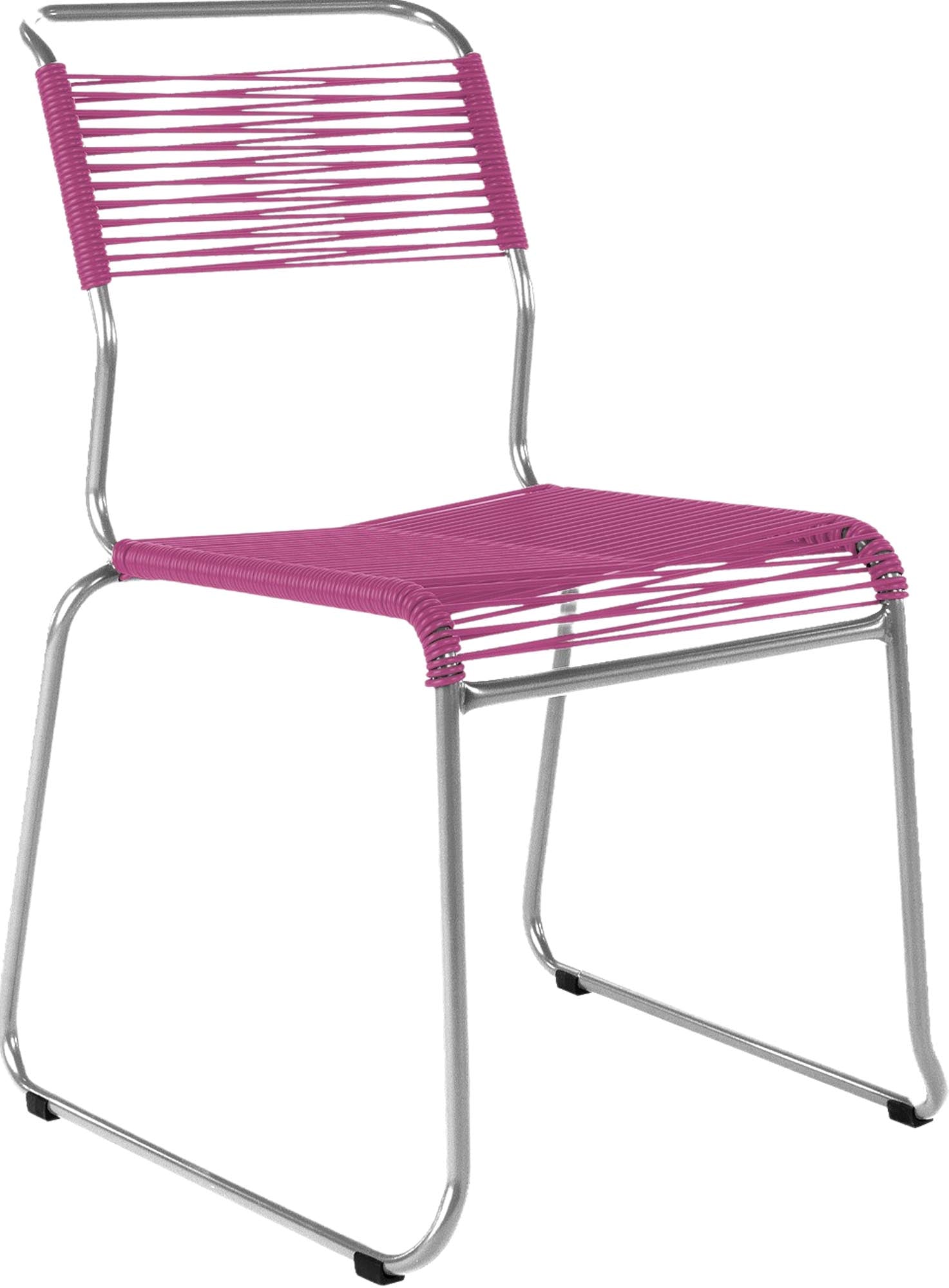 Moderner Säntis Spaghettistuhl mit stabilen Kufen von Schaffner.