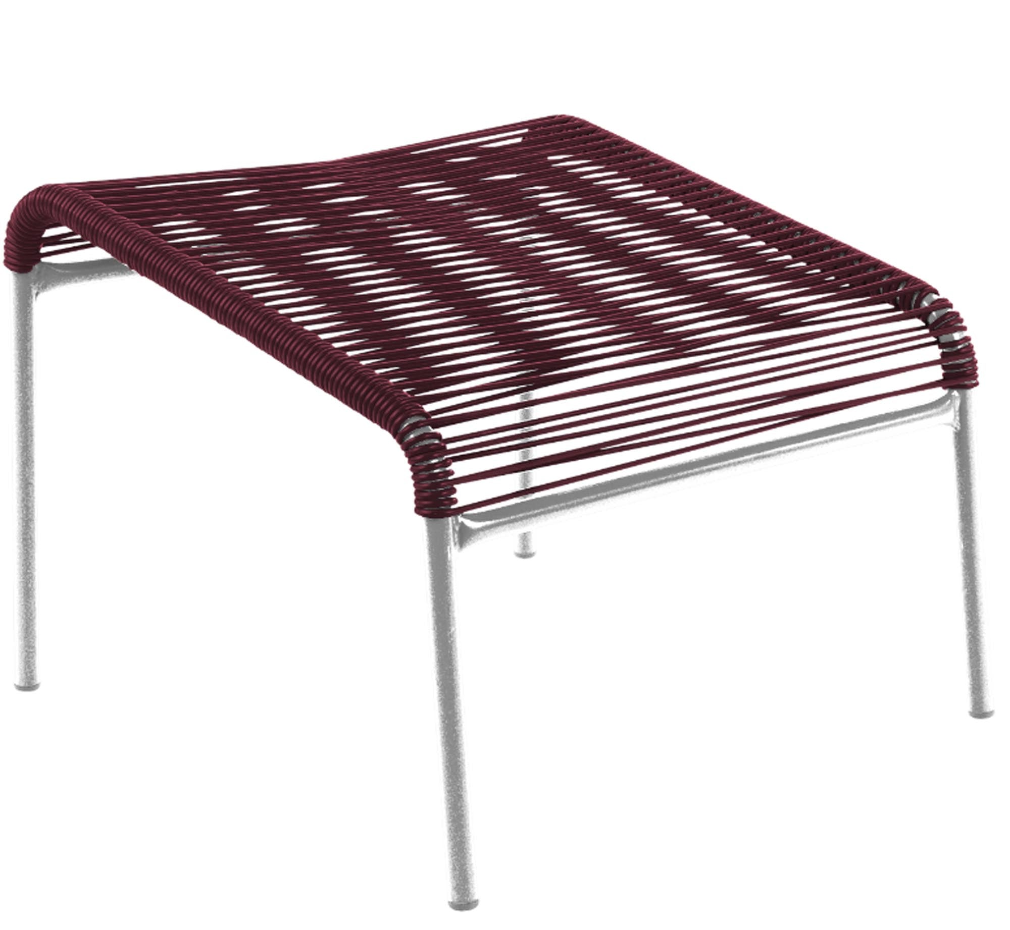 Schaffner Säntis Spaghetti-Fusshocker: Stilvoller, wetterfester Outdoor-Hocker aus langlebigem, recyceltem OceanYarn®-Material, perfekt für Terrasse und Garten.