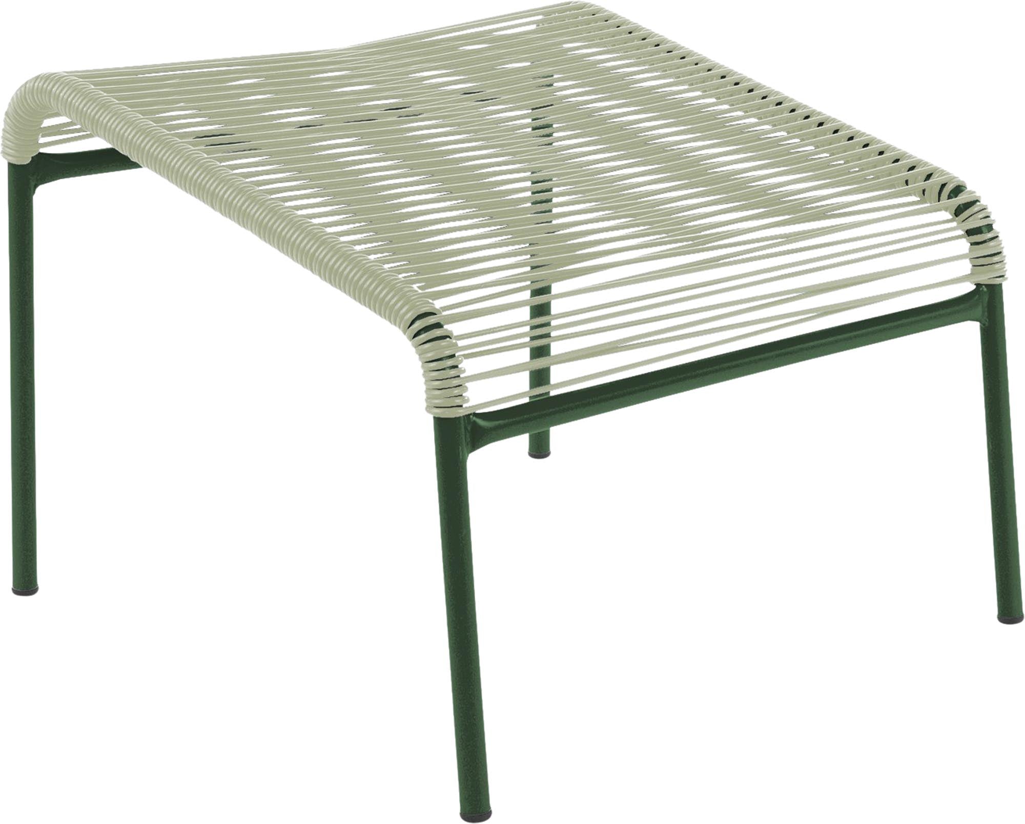Der Säntis Spaghetti-Fusshocker von Schaffner: Eleganter, wetterfester Outdoor-Hocker mit recyceltem OceanYarn®, langlebig, Schweizer Qualität und vielseitig kombinierbar.