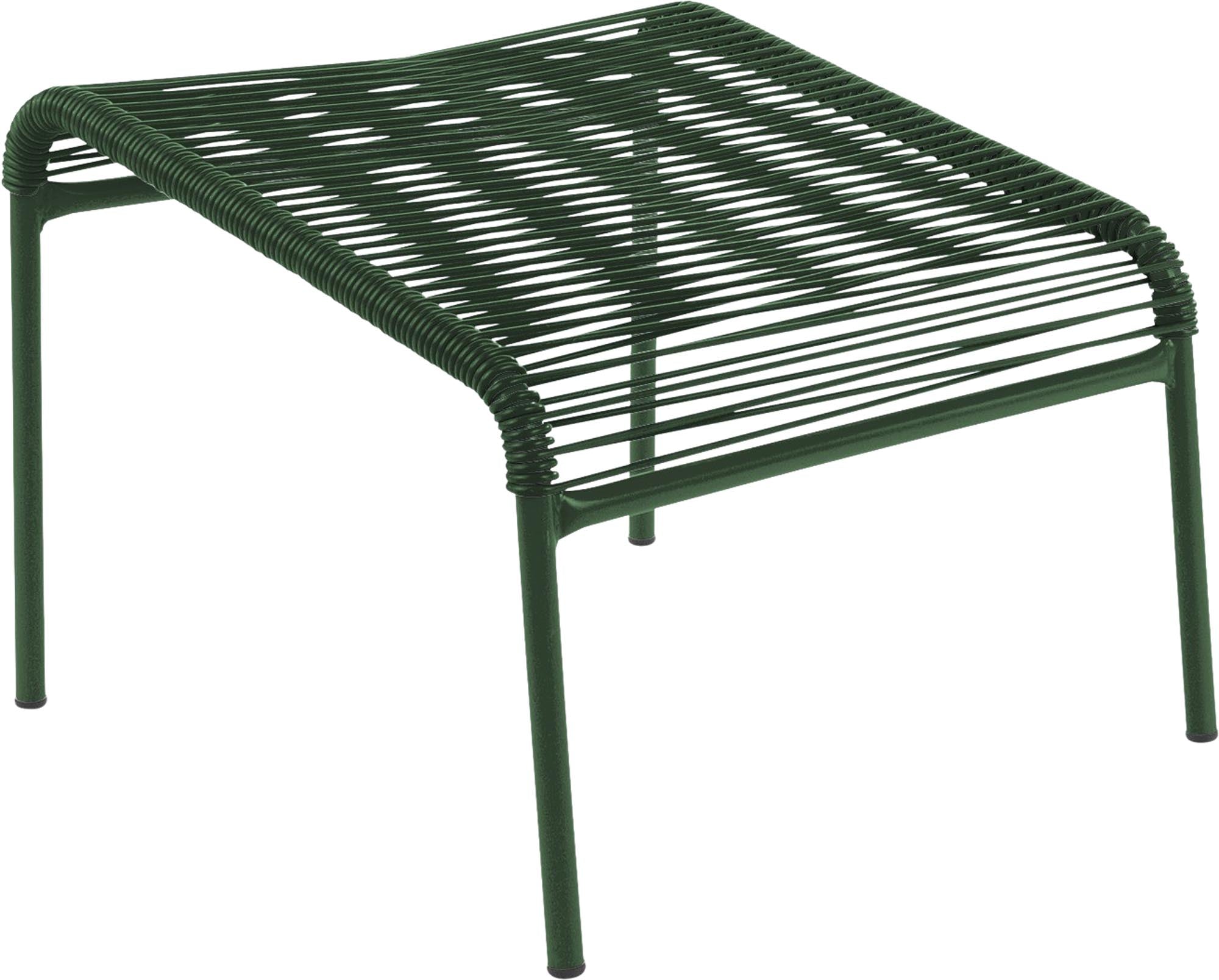 Schaffner Säntis Spaghetti-Fusshocker: Stilvoller, wetterfester Outdoor-Hocker aus recyceltem OceanYarn® für langlebige, nachhaltige Gartenmöbel in Schweizer Qualität.
