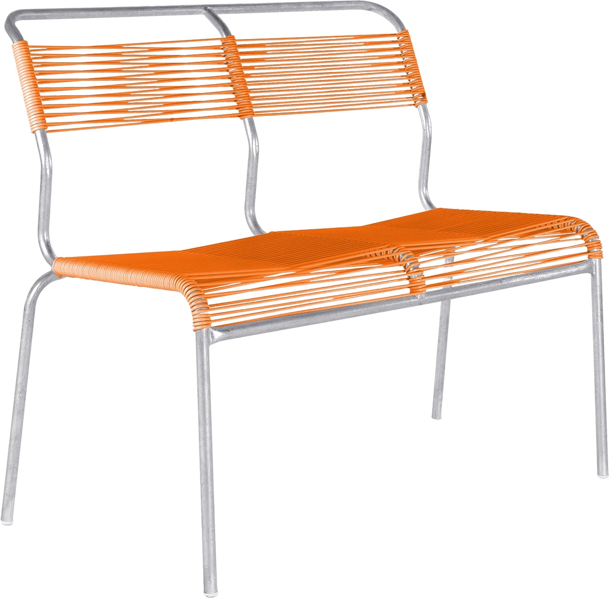 Säntis Spaghetti-2er Gartenbank ohne Armlehne in Orange / Feuerverzinkt präsentiert im Onlineshop von KAQTU Design AG. Gartenbank ist von Schaffner