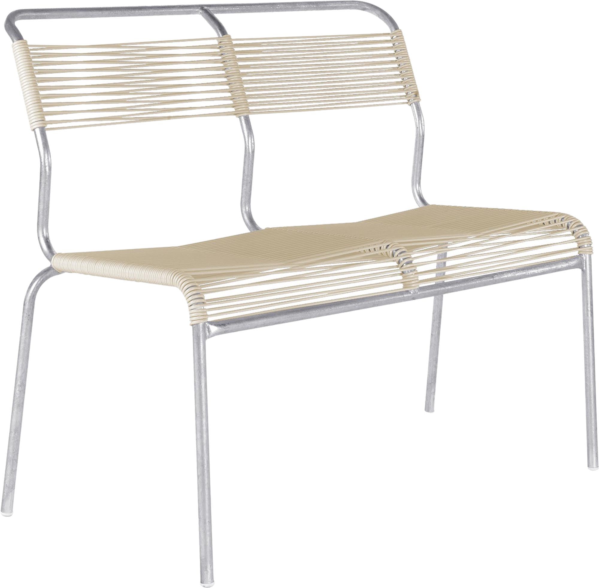 Säntis Spaghetti-2er Gartenbank ohne Armlehne in Pastellsand präsentiert im Onlineshop von KAQTU Design AG. Gartenbank ist von Schaffner