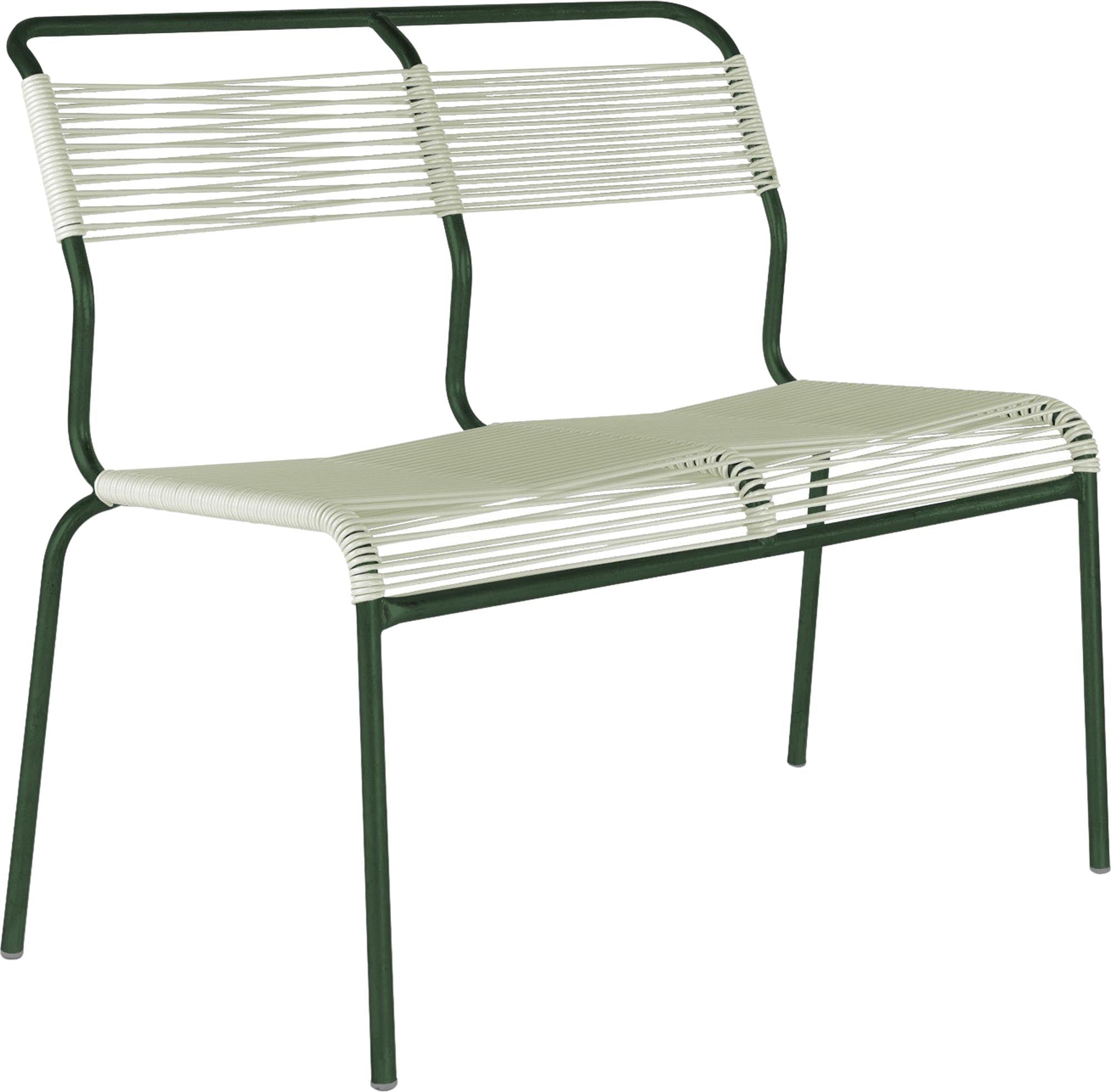 Säntis Spaghetti-2er Gartenbank ohne Armlehne in Pastellgrün präsentiert im Onlineshop von KAQTU Design AG. Gartenbank ist von Schaffner