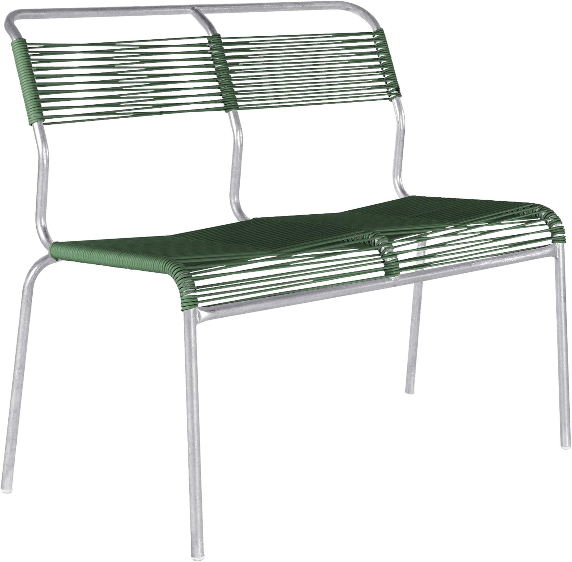 Säntis Spaghetti-2er Gartenbank ohne Armlehne in Tannengrün präsentiert im Onlineshop von KAQTU Design AG. Gartenbank ist von Schaffner
