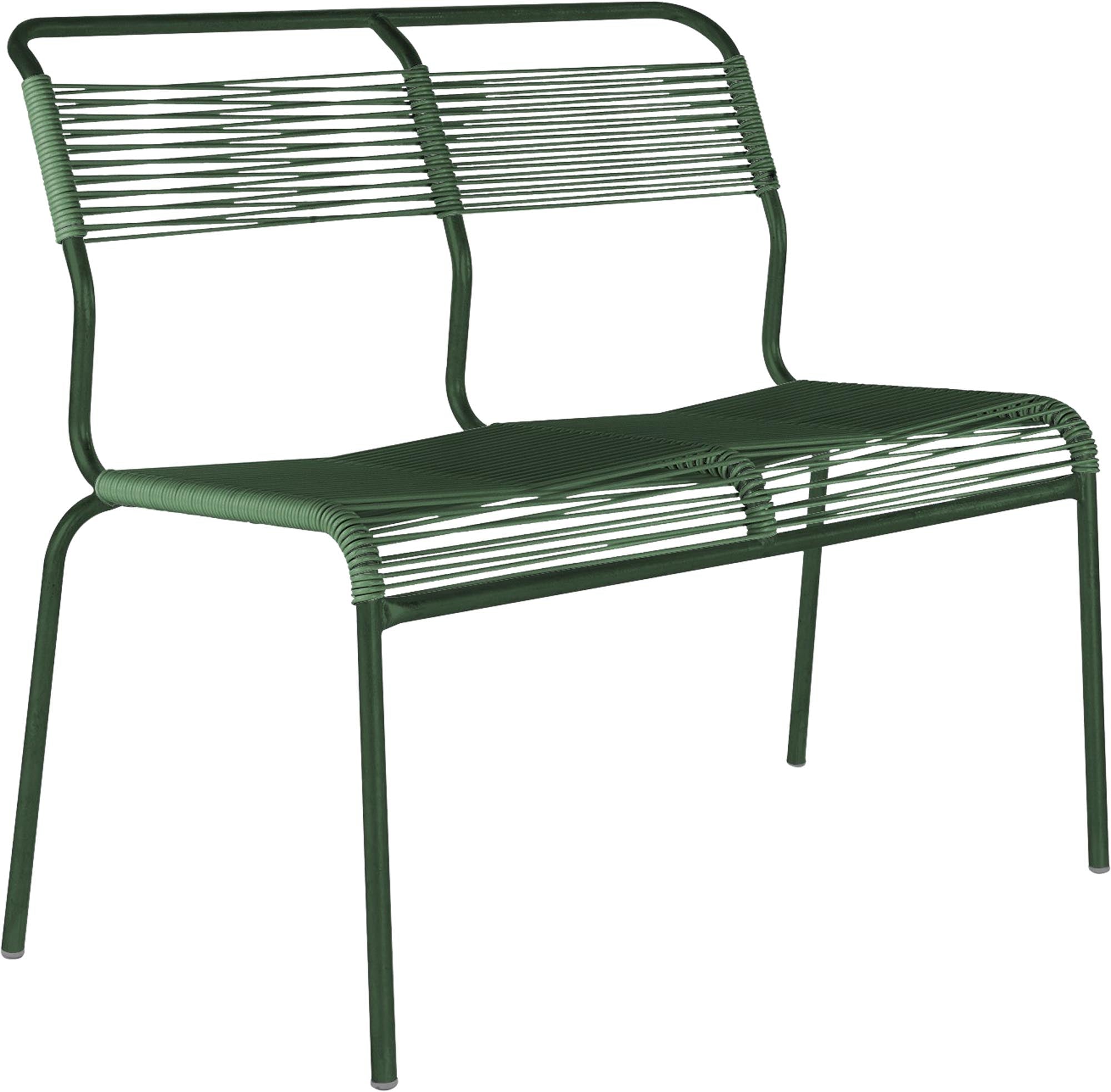 Säntis Spaghetti-2er Gartenbank ohne Armlehne in Tannengrün präsentiert im Onlineshop von KAQTU Design AG. Gartenbank ist von Schaffner