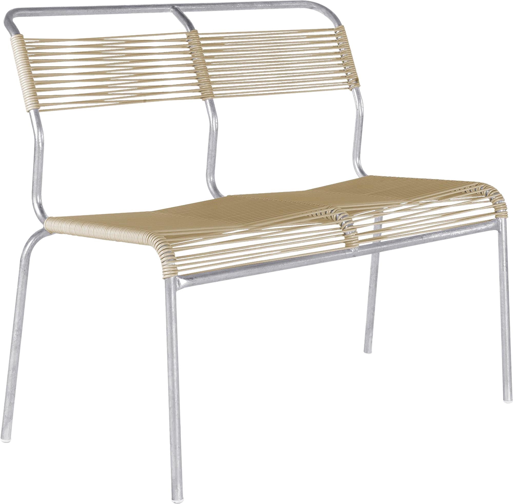 Säntis Spaghetti-2er Gartenbank ohne Armlehne in Pastellbraun präsentiert im Onlineshop von KAQTU Design AG. Gartenbank ist von Schaffner