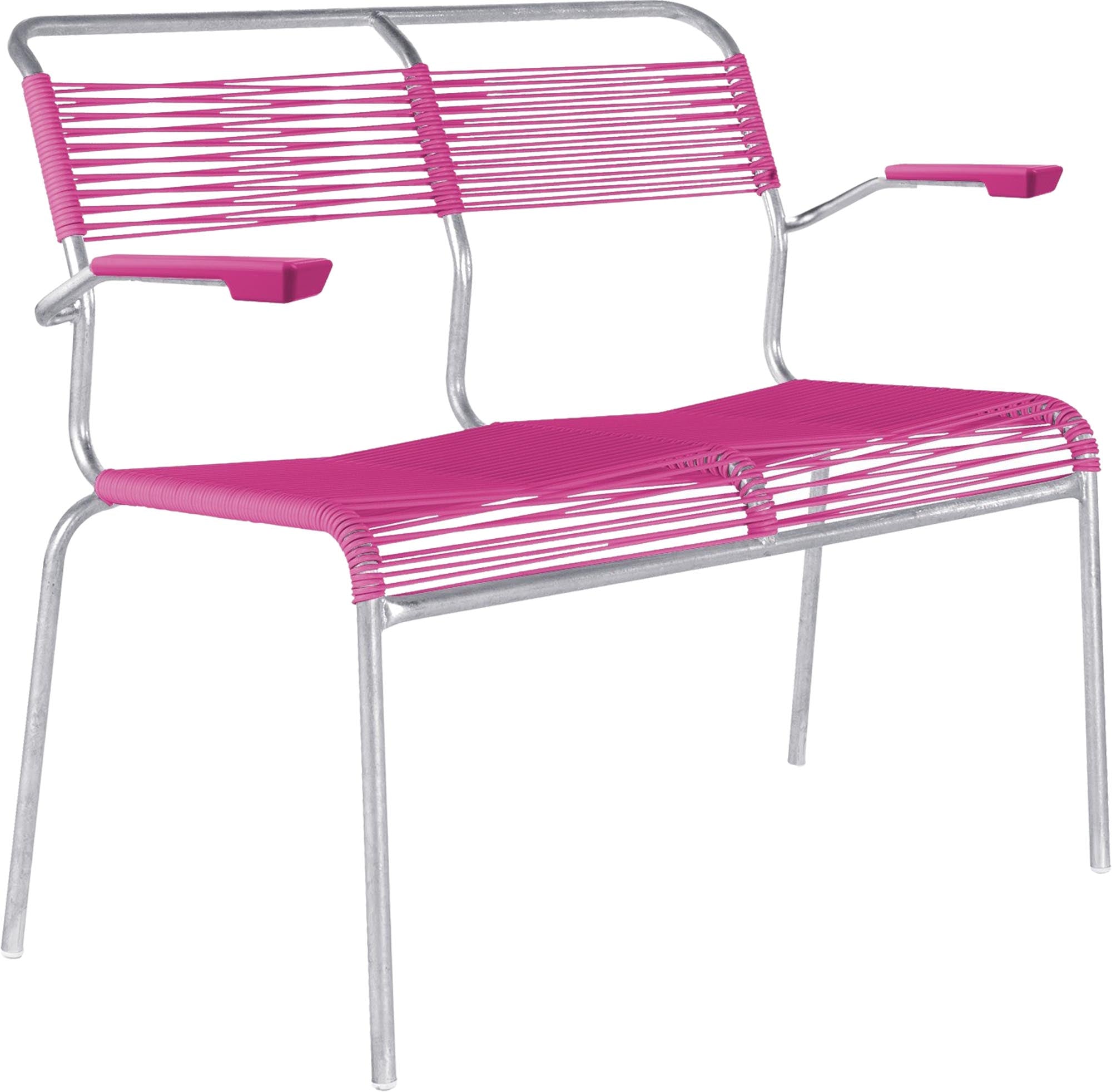 Die stilvolle Spaghetti-Bank Säntis 2er mit Armlehnen von Schaffner vereint Komfort und modernes Design für Ihr Zuhause.