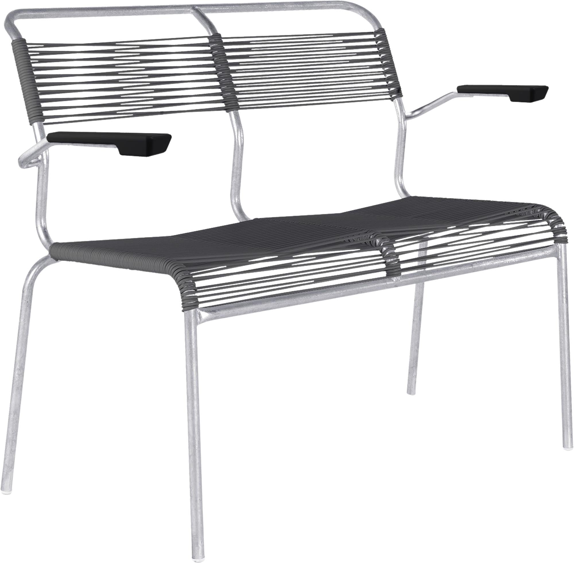 Die stilvolle Spaghetti-Bank Säntis 2er mit Armlehnen von Schaffner vereint Komfort und modernes Design für Ihr Zuhause.