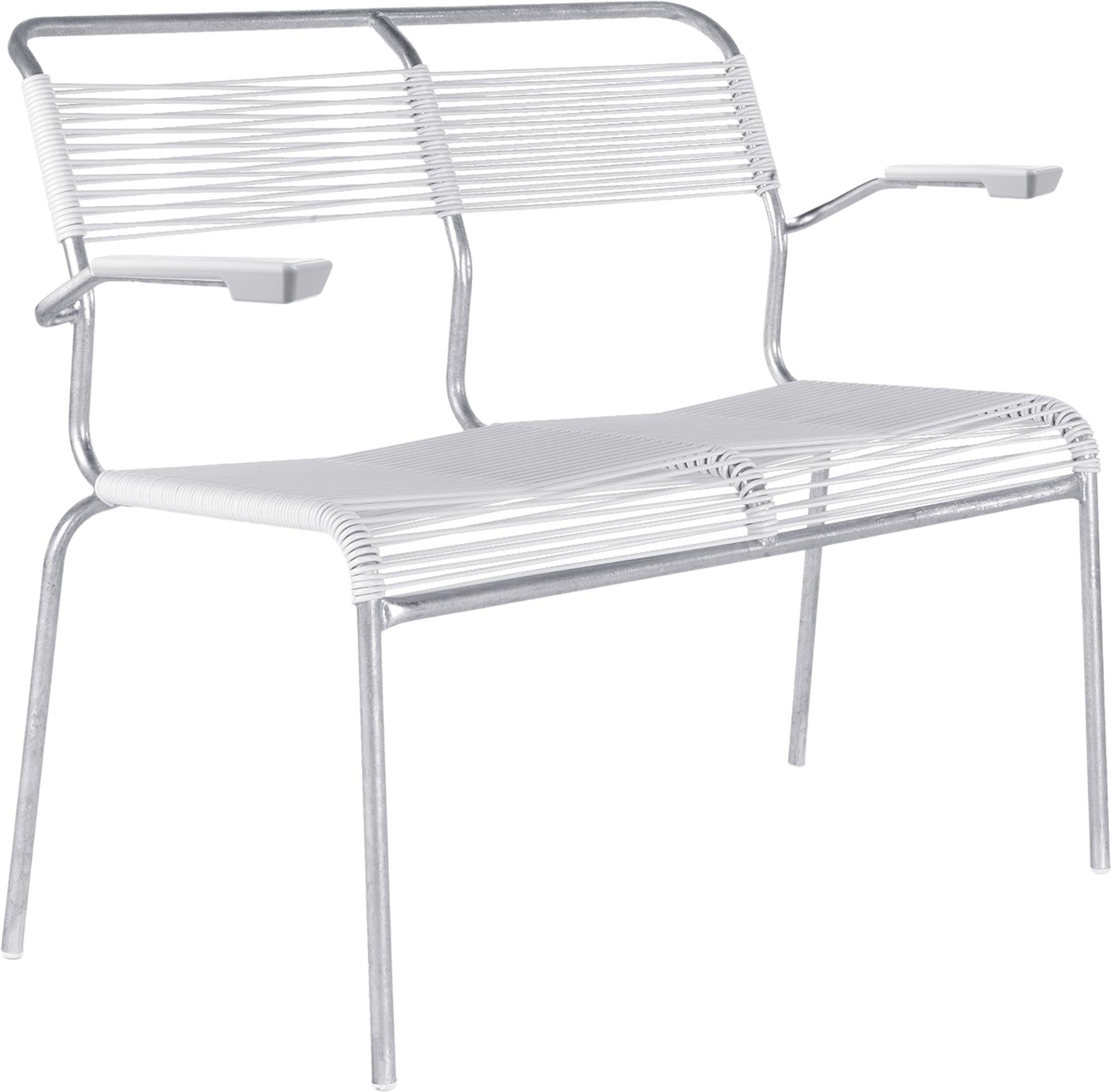 Stilvolle Spaghetti-Bank Säntis 2er mit Armlehne von Schaffner.