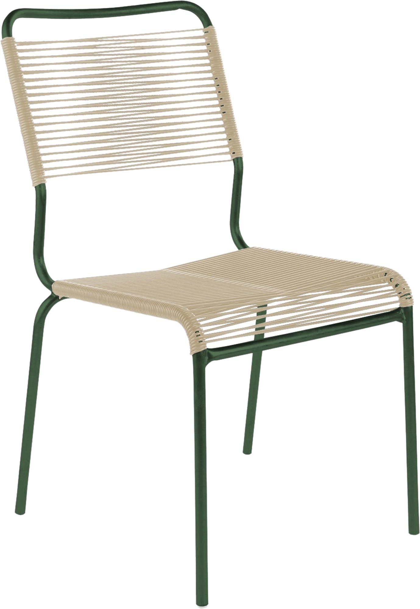 Rigi Spaghetti-Gartenstuhl ohne Armlehne Comfort in Pastellsand präsentiert im Onlineshop von KAQTU Design AG. Gartenstuhl ist von Schaffner